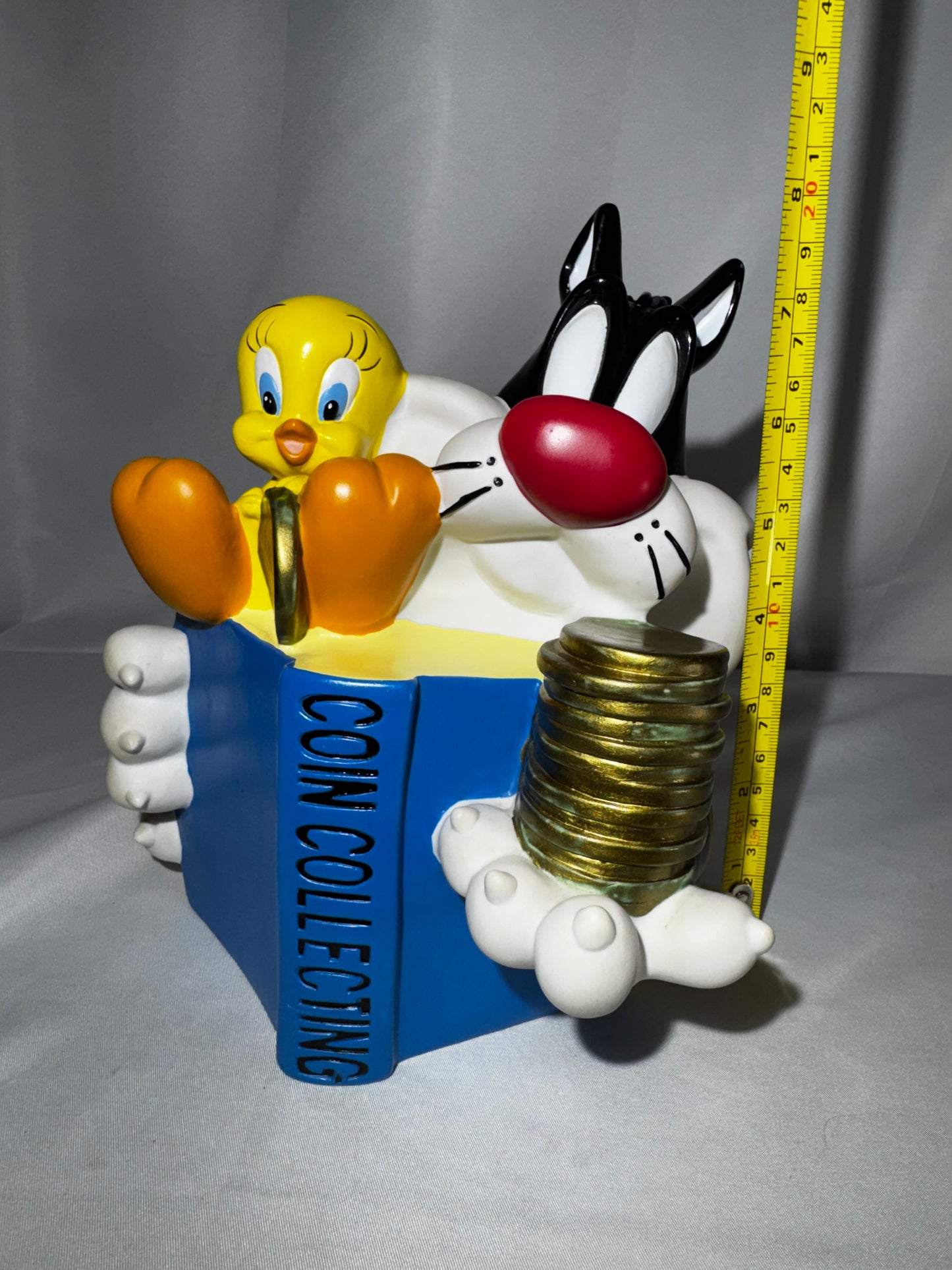 Vintage 1998 Warner Bros Looney Tunes Sylvester & Tweety Coin Bank Coin Collecting 8”