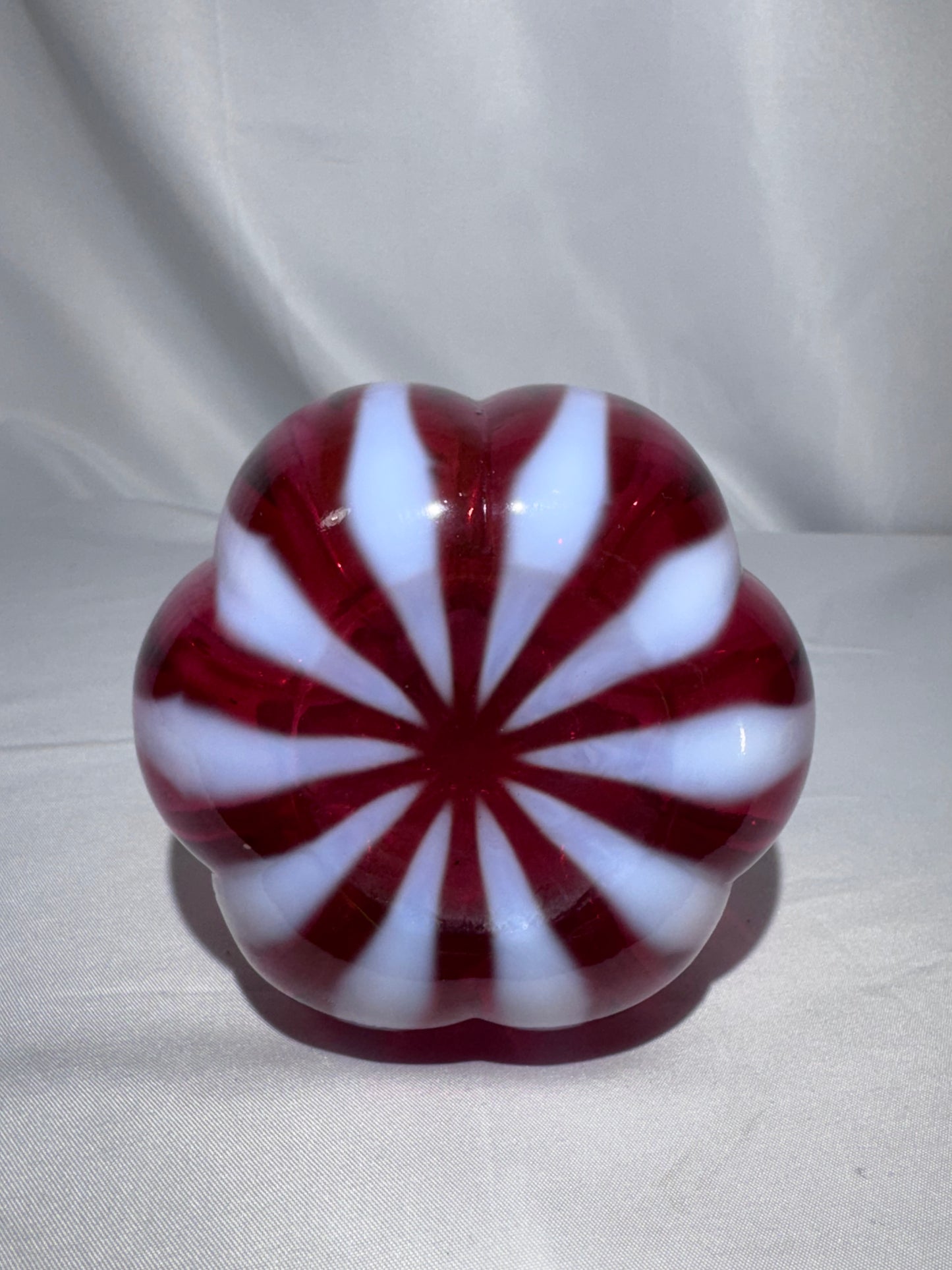 Vintage Fenton Cranberry Opalescent Rib Optic Barber Bottle / Bud Vase – 7.5”