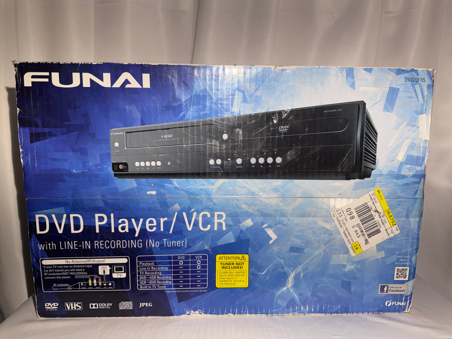 Funai DV220FX5 DVD VCR Combo 4-Head VHS Player Recorder Progressive Scan NOB