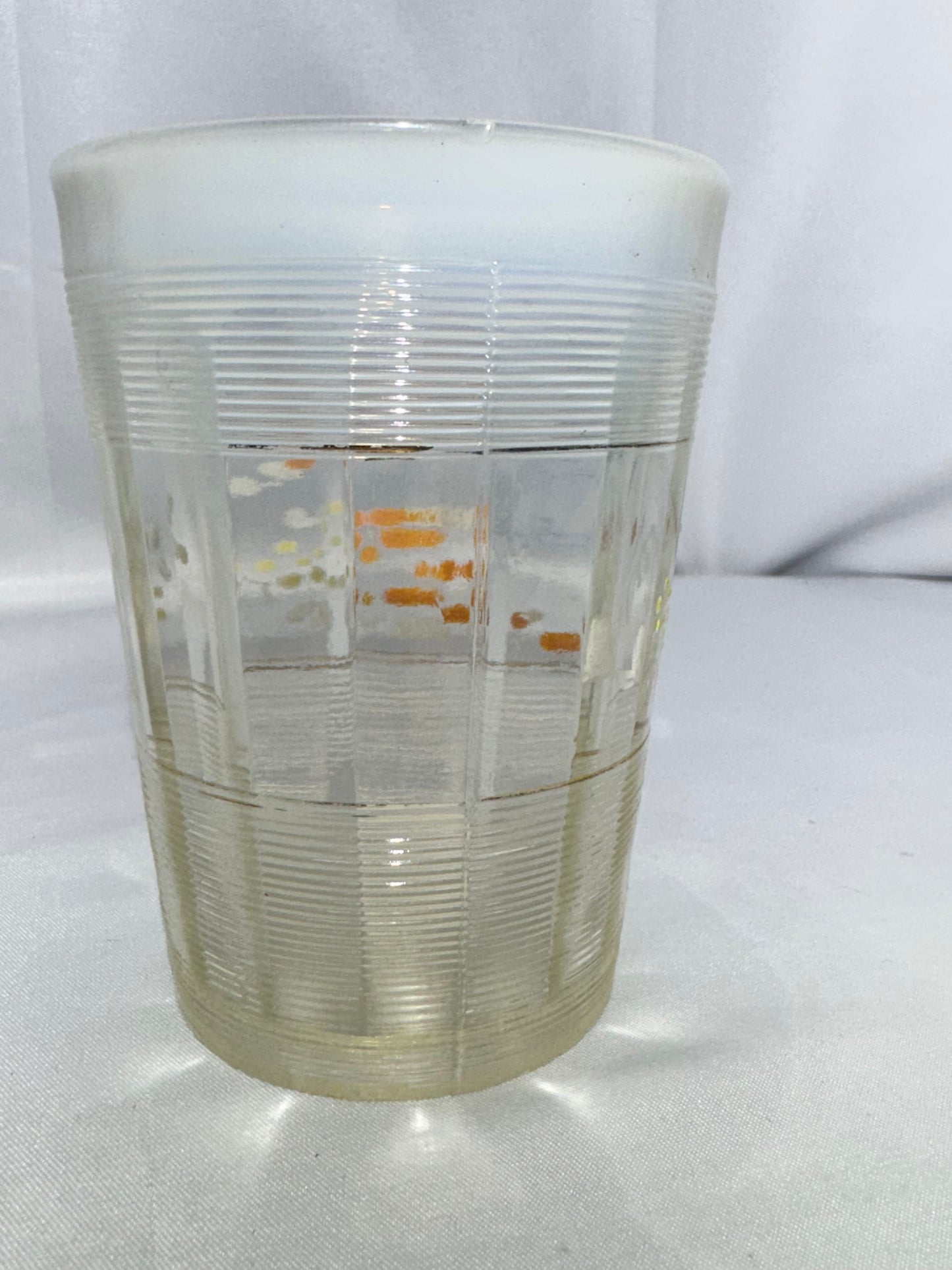 Antique 1898 Omaha Souvenir Tumbler – Hand Painted Flowers – Northwood Rivet Edge