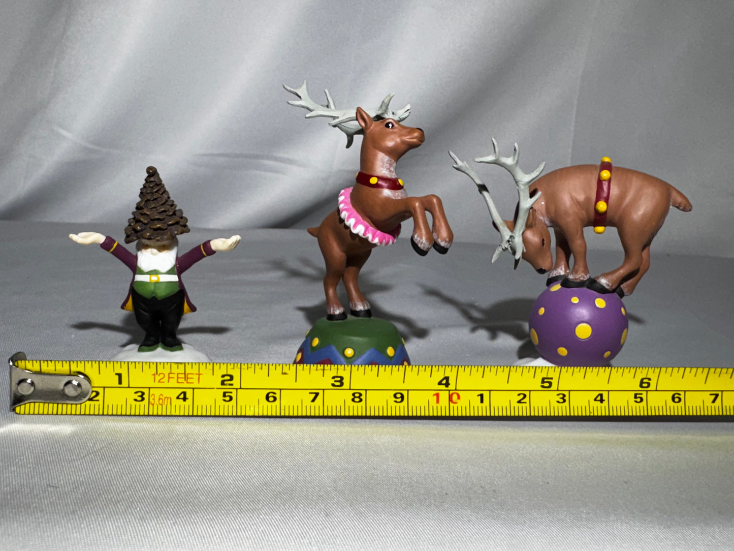 Department 56 North Pole Woods Balancing Act #56932 Retired Elf Reindeer Figurine Set w/ Box
