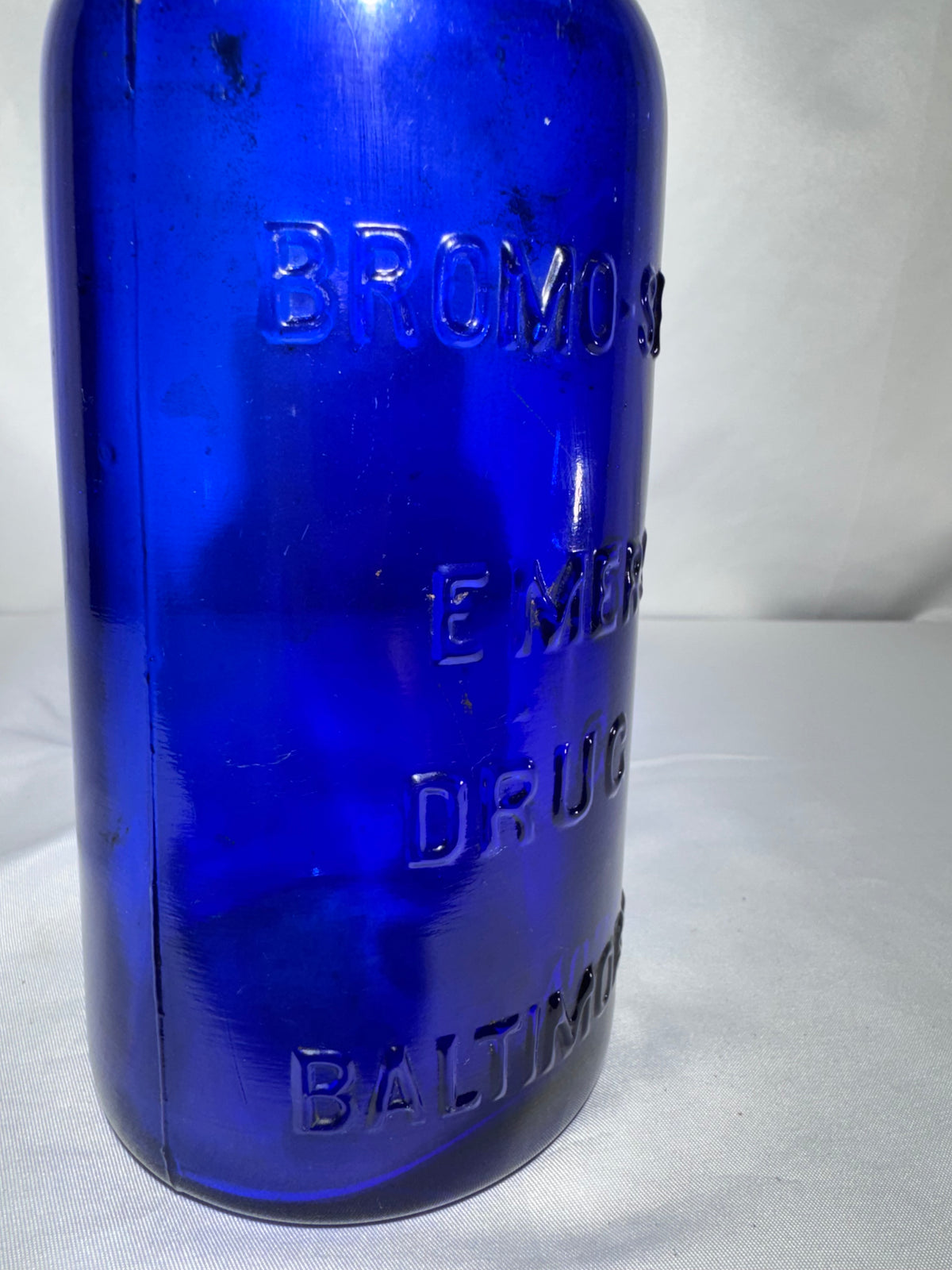 Vintage Bromo-Seltzer Cobalt Blue Glass Bottle – Emerson Drug Co. Baltimore, MD