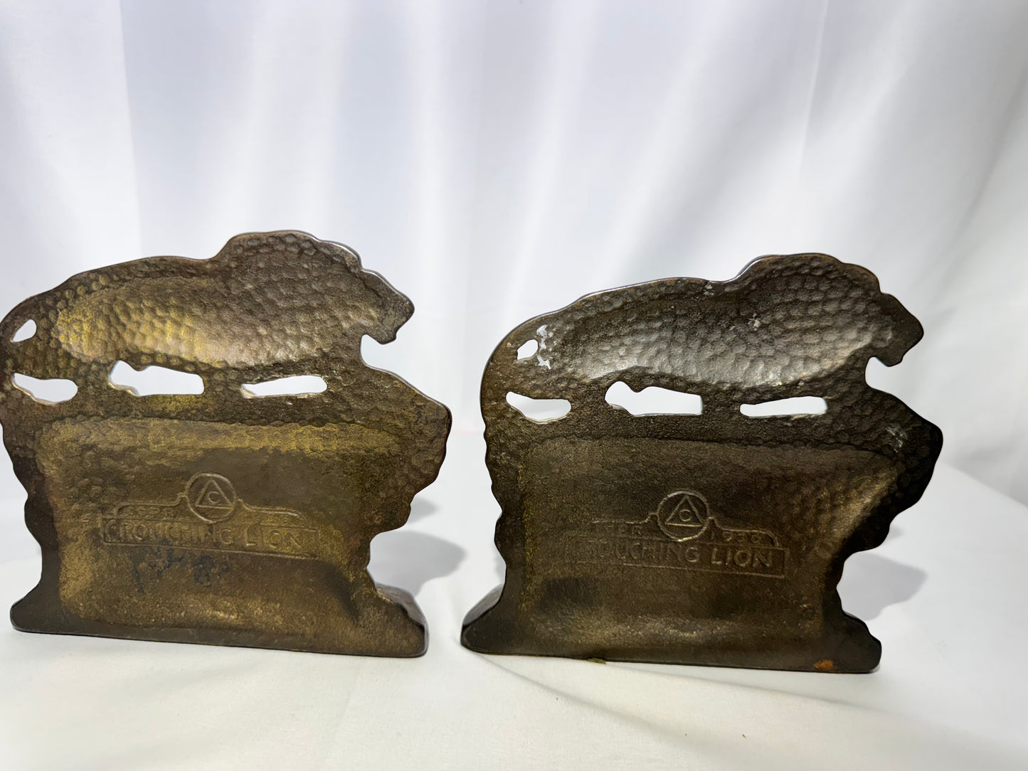 Vintage Cast Iron “Crouching Lion” Bookends – Connecticut Foundry c.1930
