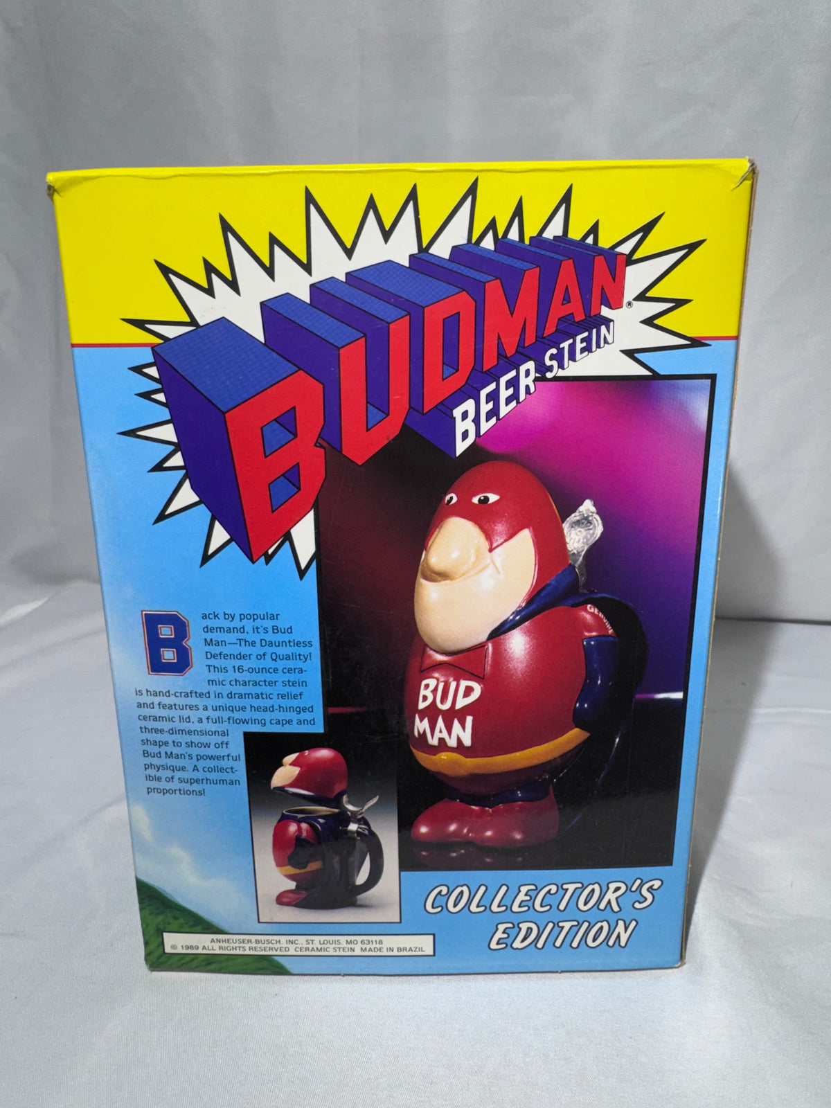 Vintage 1989 Anheuser-Busch Budweiser Bud Man Beer Stein – Original Box