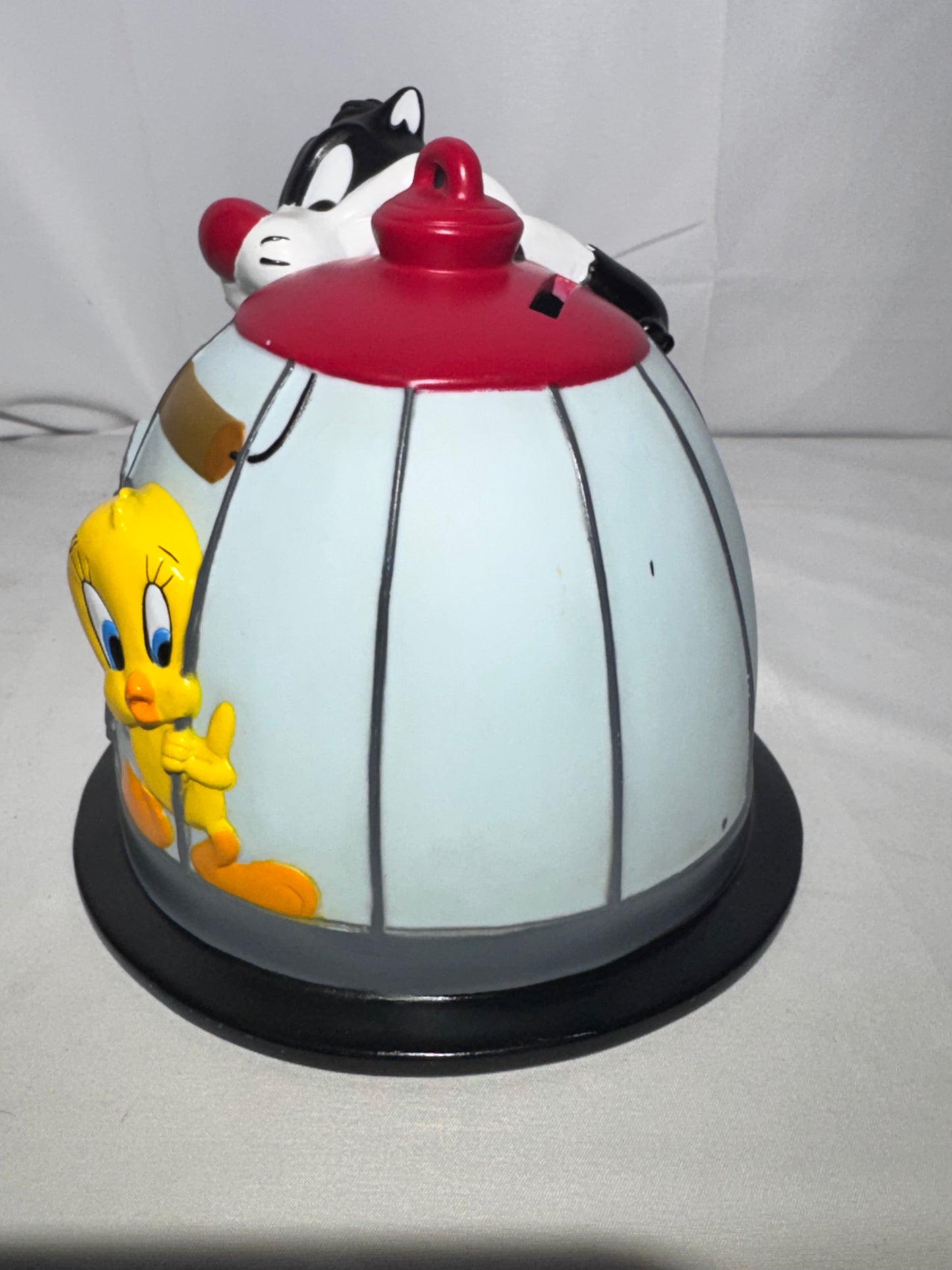 Vintage Looney Tunes Sylvester & Tweety Bird Cage Coin Bank – With Stopper