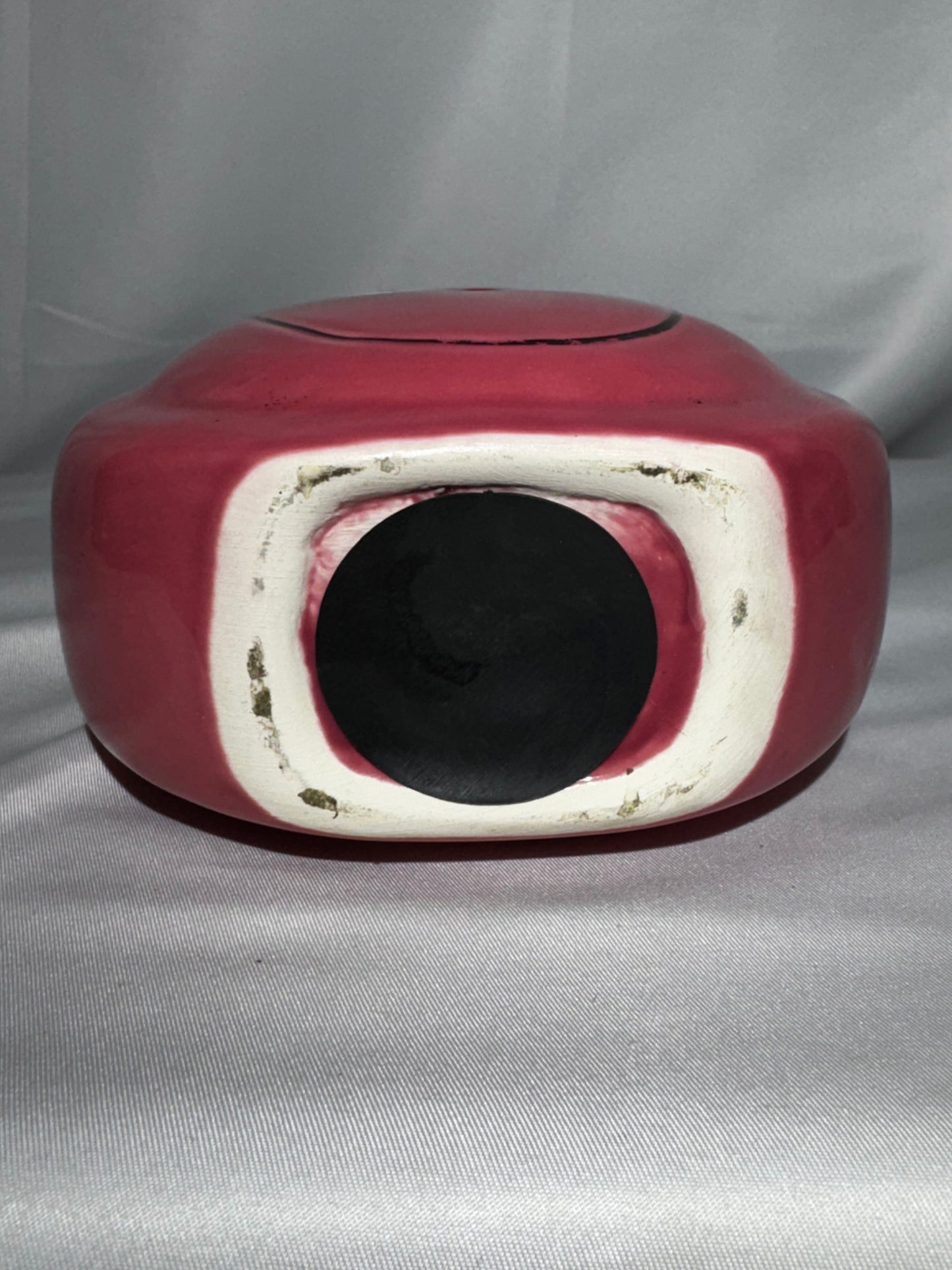 Vintage 1970s Pink Smiley Face Ceramic Coin Bank Piggy Bank w/ Stopper Retro 4.5”