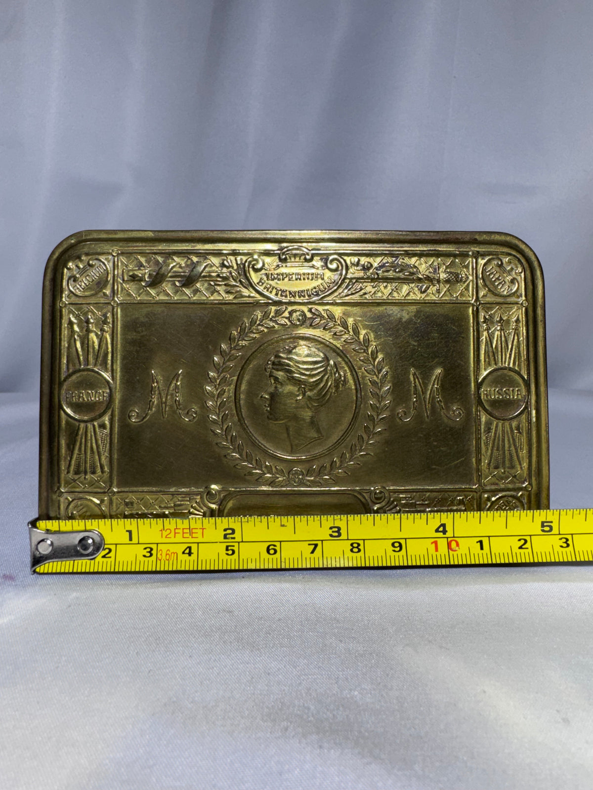 Original WWI 1914 Princess Mary Christmas Gift Tin – Embossed Brass – British Empire- empty