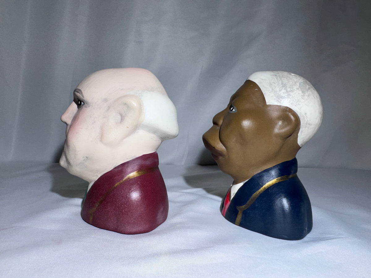 Vintage 1990s Nelson Mandela & F.W. de Klerk Ceramic Salt & Pepper Shakers – Baker Street Design – South Africa