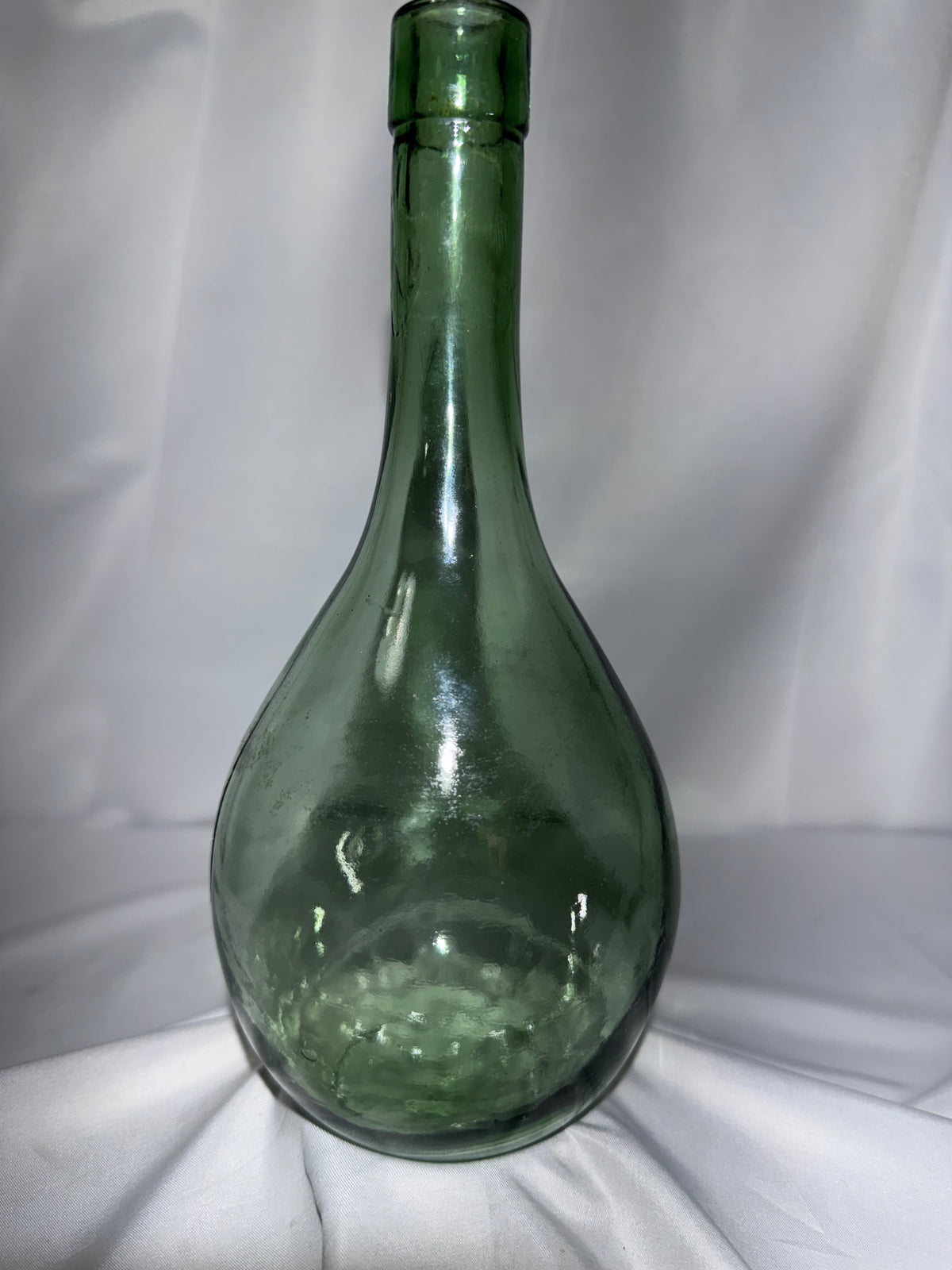 Vintage / Antique Blown Glass Witch Ball or Onion/Carboy Wine Bottle – Handblown Green Glass