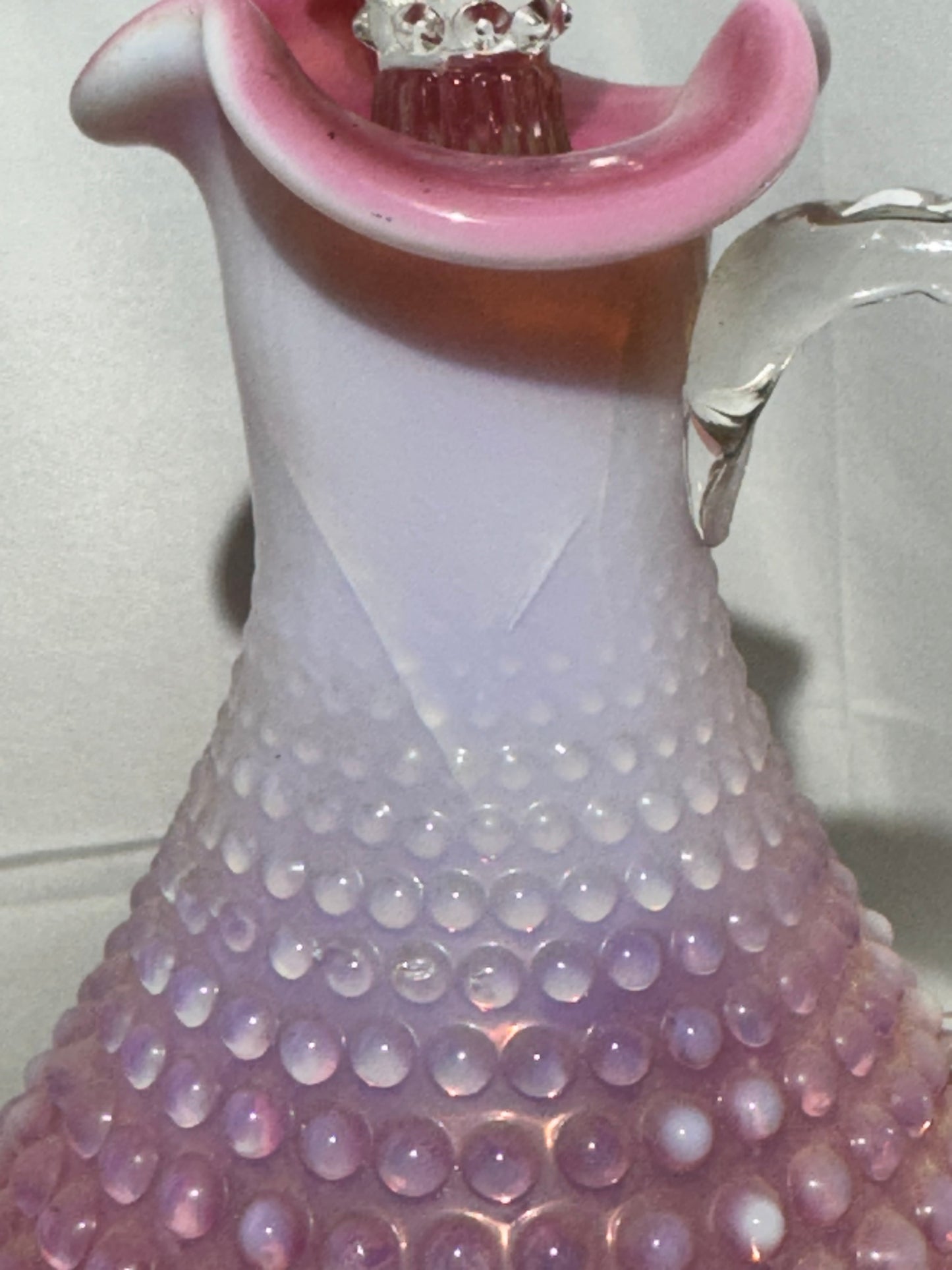 Vintage Fenton Cranberry Hobnail Glass Wine Decanter with Stopper – Approx. 13” Tall
