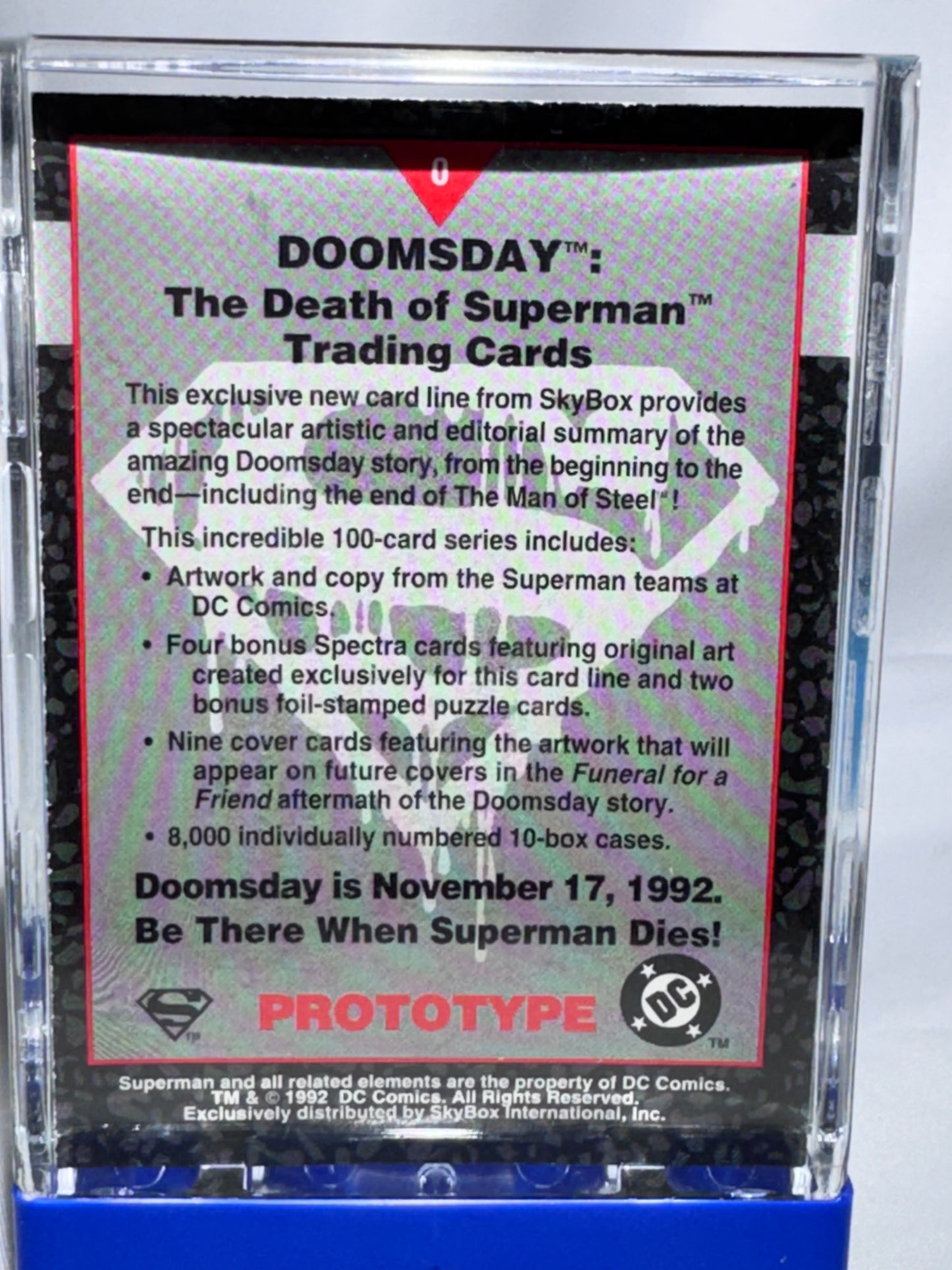 1992 SkyBox Doomsday: The Death of Superman Prototype #00 Hand-Numbered 1355/1992 — Autographed by Jerry Ordway