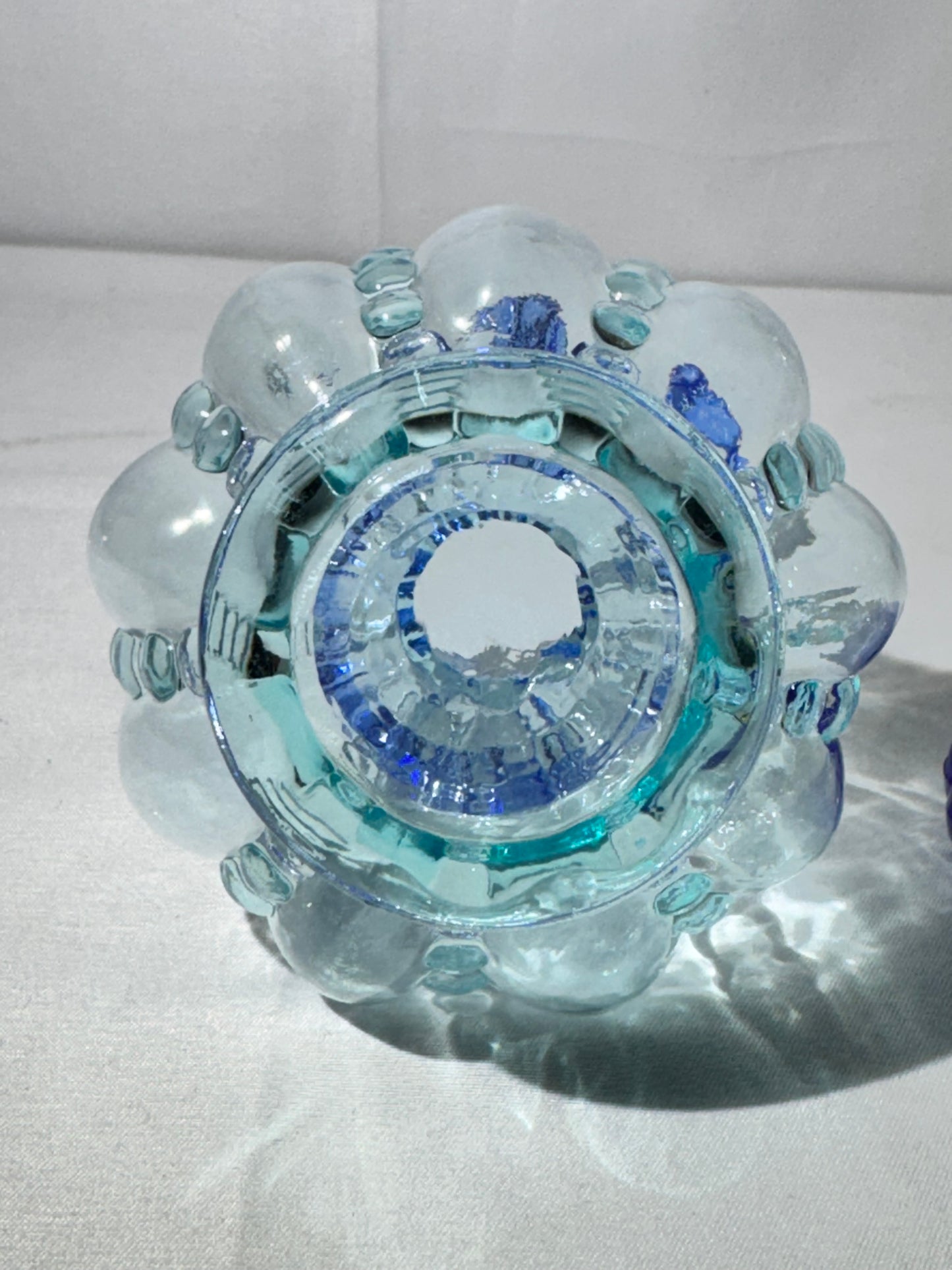 Fenton Art Glass Blue & Aqua Perfume Bottle – 6 Inches – Vintage