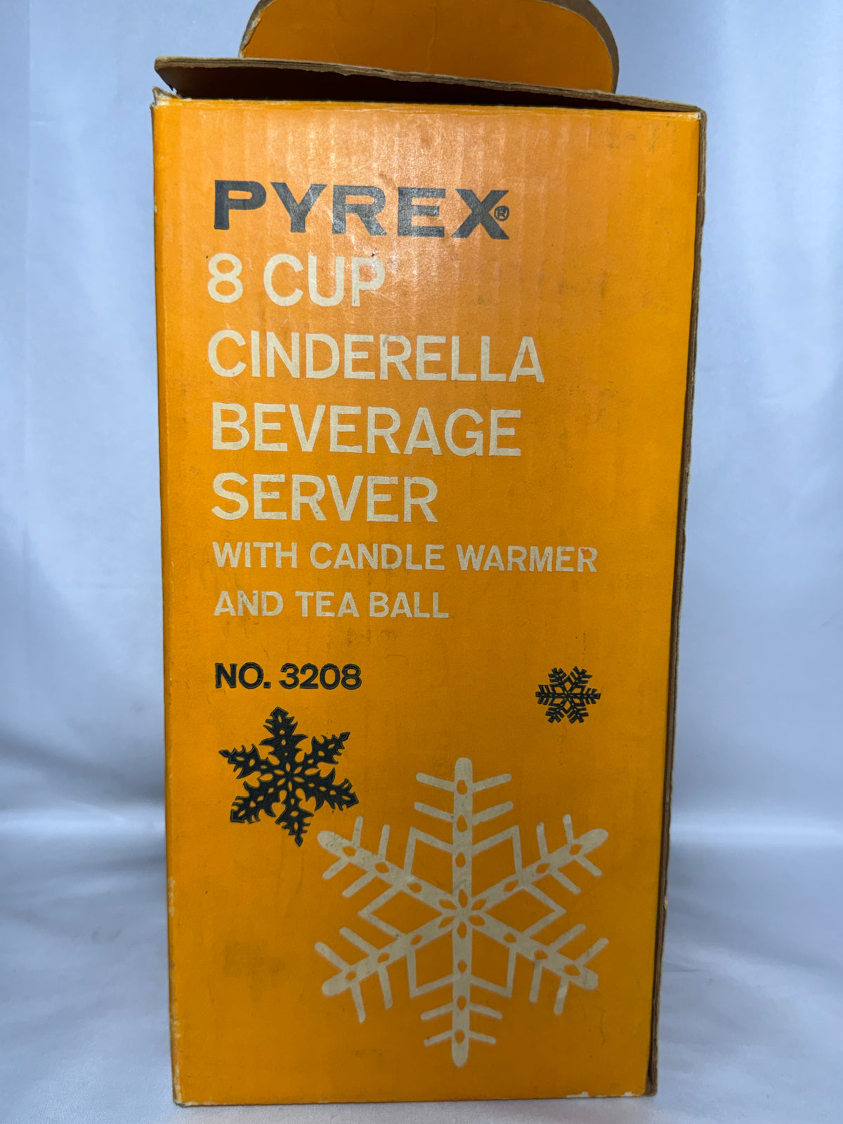 Vintage Pyrex 3208 8-Cup Cinderella Beverage Server Snowflake Gold White – Box & Accessories – Parts/Display
