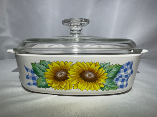 Vintage Corning Ware Sunsations Sunflower A-1-B 1L Casserole Dish w/ Lid A/C-A