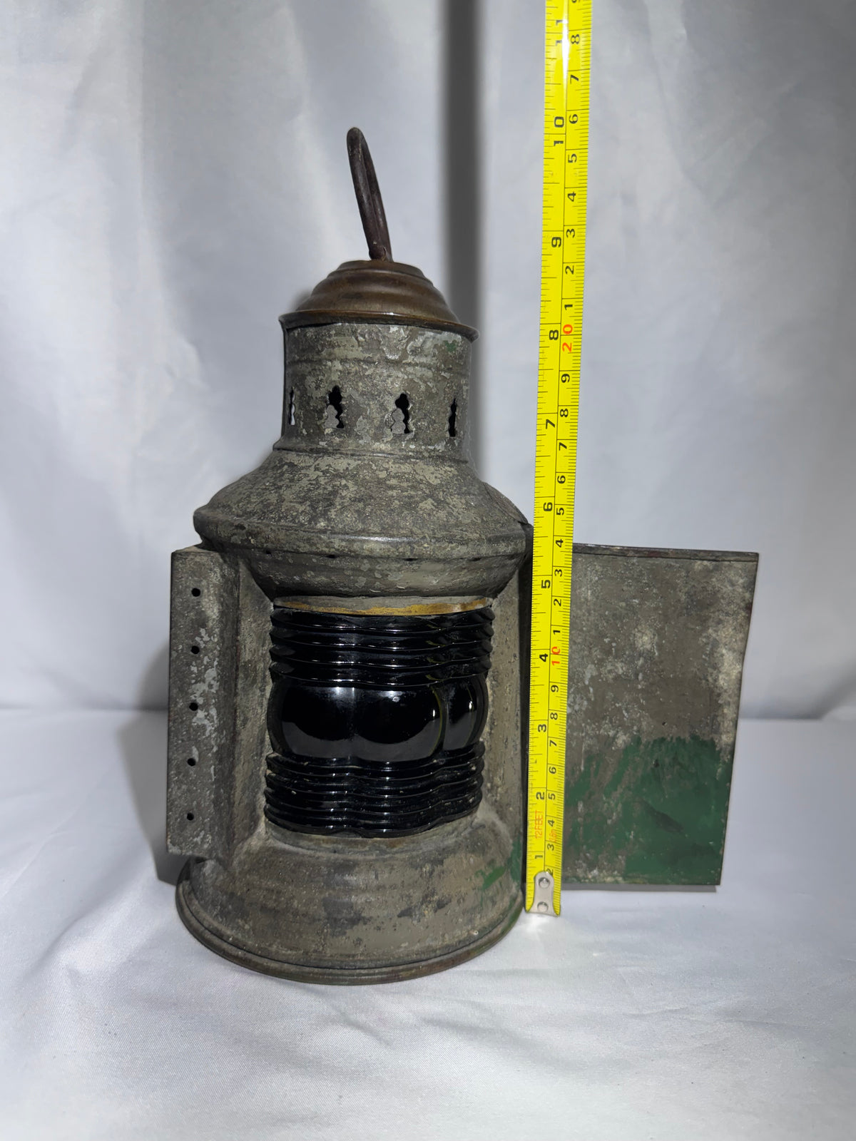 Vintage Triplex 1910 Maritime Navigation Lantern – Red Fresnel Glass – National Marine Lamp Co.