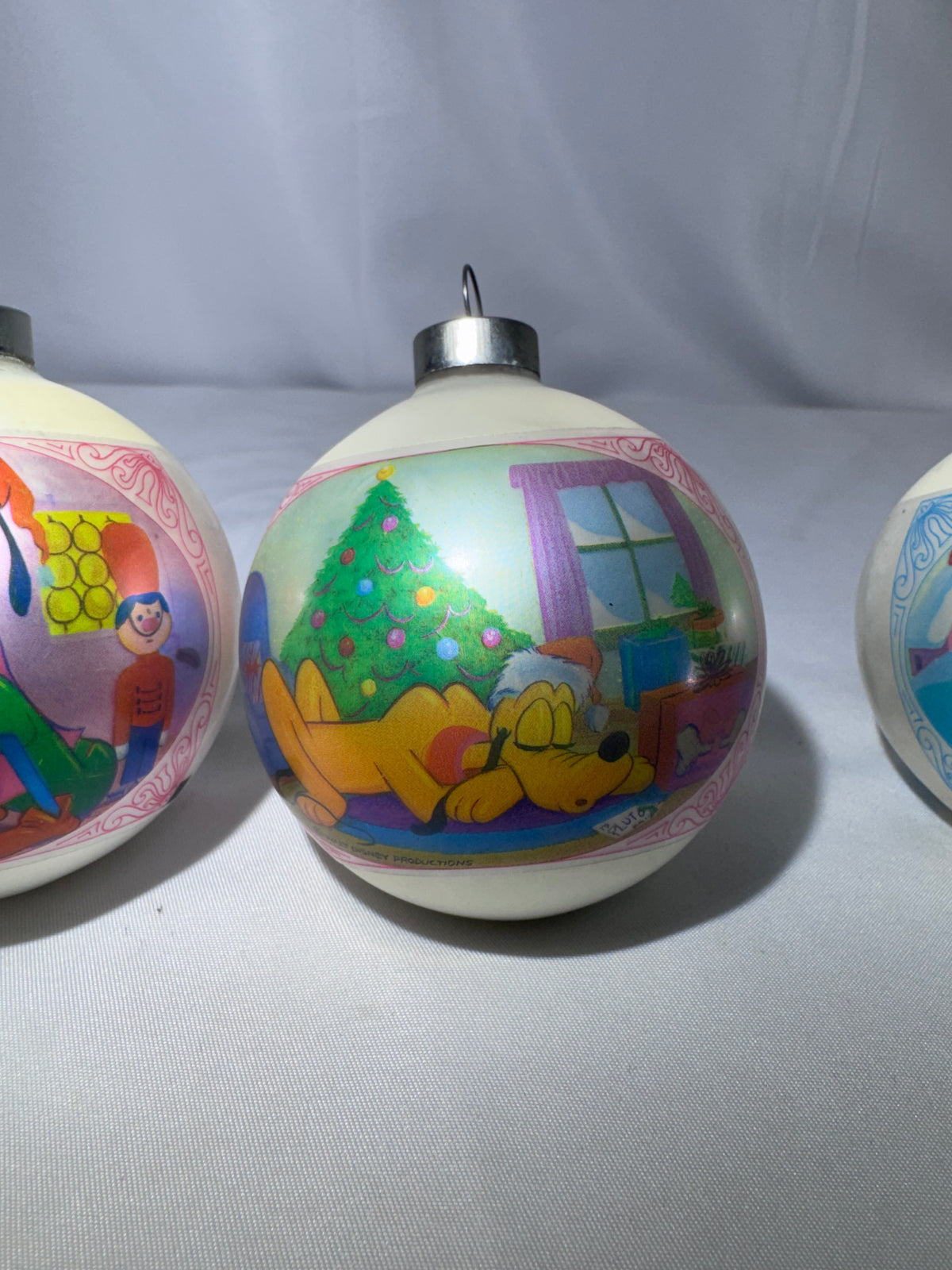 Vintage 1970s Walt Disney Productions Frosted Mercury Glass Christmas Ornaments – Set of 4