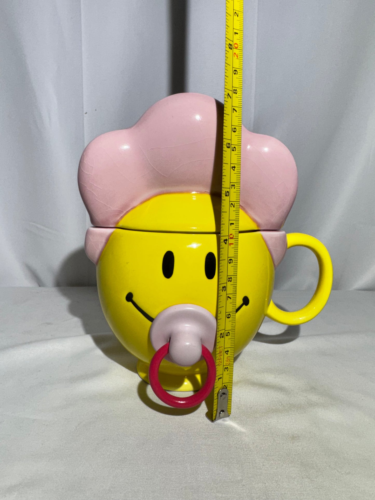 Teleflora Smiley Face Baby Ceramic Mug with Lid – “Happy Baby Girl” (Pink)