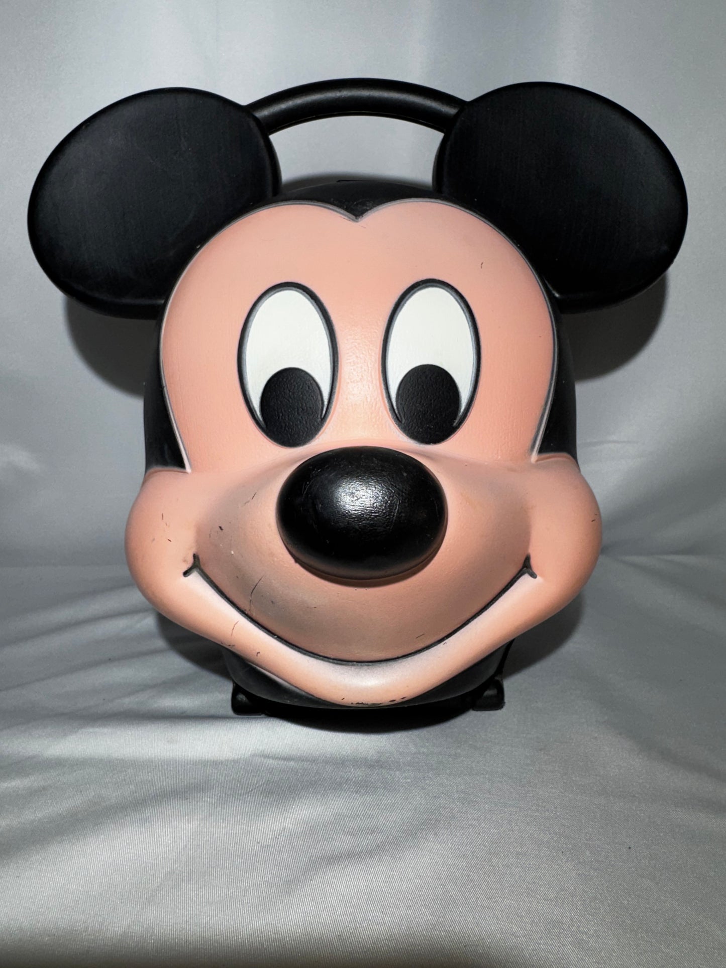 Vintage Disney Mickey Mouse Head Lunchbox & Thermos Set Aladdin 3D Molded Plastic