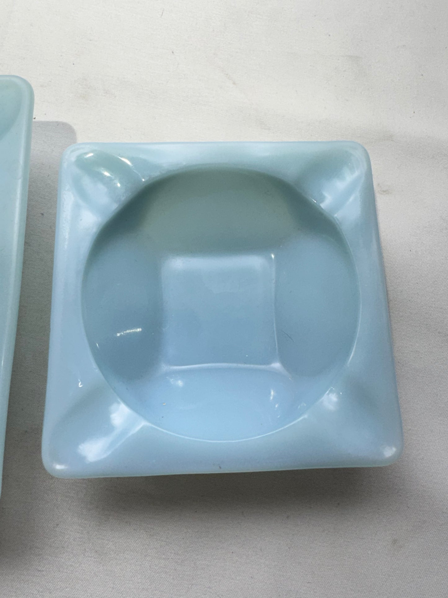 Vintage Turquoise Blue Stacking Ashtray Set – Delphite Milk Glass