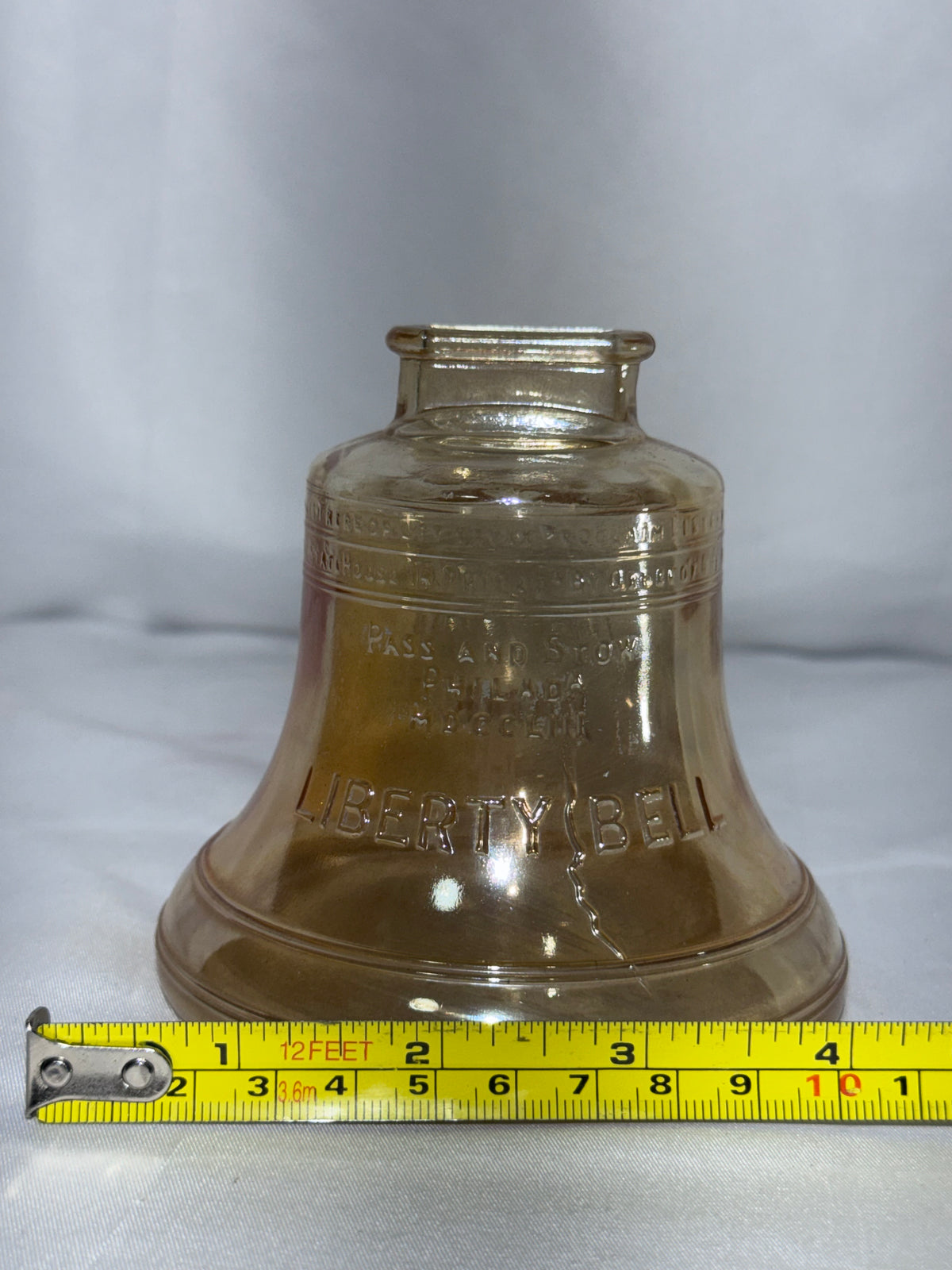 Vintage Marigold Carnival Glass Liberty Bell Bank – 1976 Bicentennial Era
