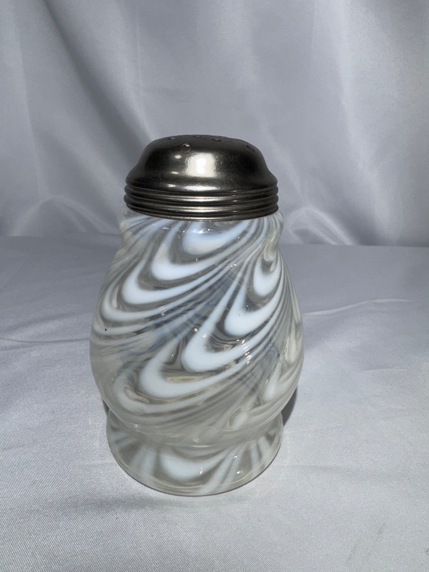 Antique Victorian White Opalescent Swirl Glass Sugar Shaker – c. 1880s–1900s