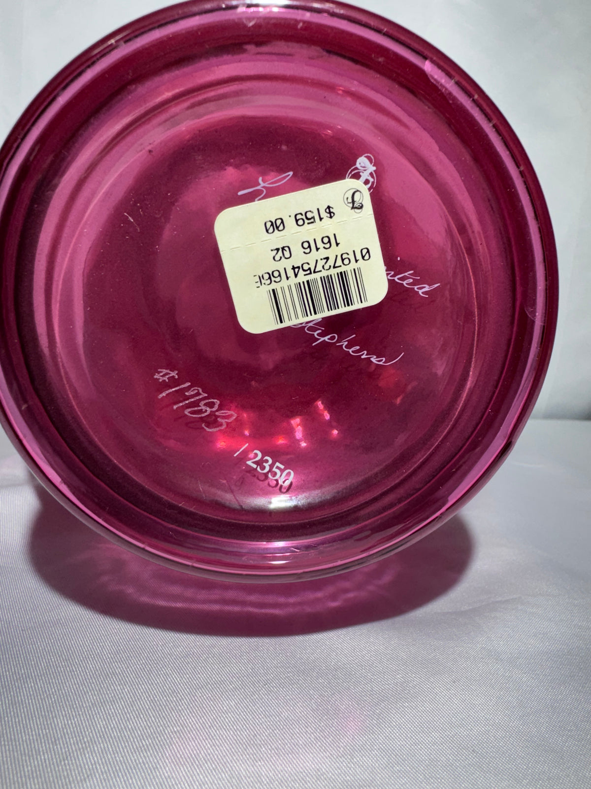 Fenton Cranberry Glass Mary Gregory-Style Hand-Painted Tea Party Ruffled Rim 10” Vase – Limited Edition #1783/2350