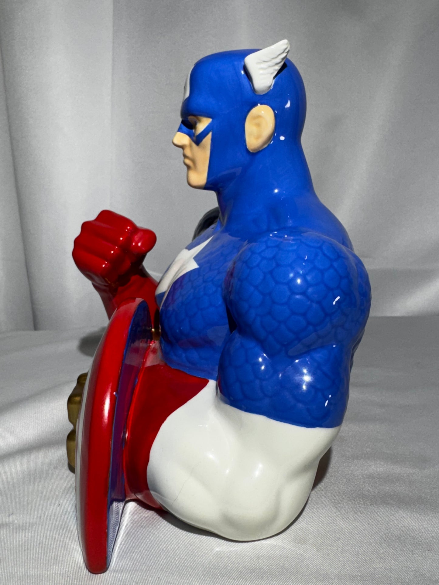 1998 Star Jars Captain America Ceramic Bank LE #653/1500 w/ Box & Stopper Marvel