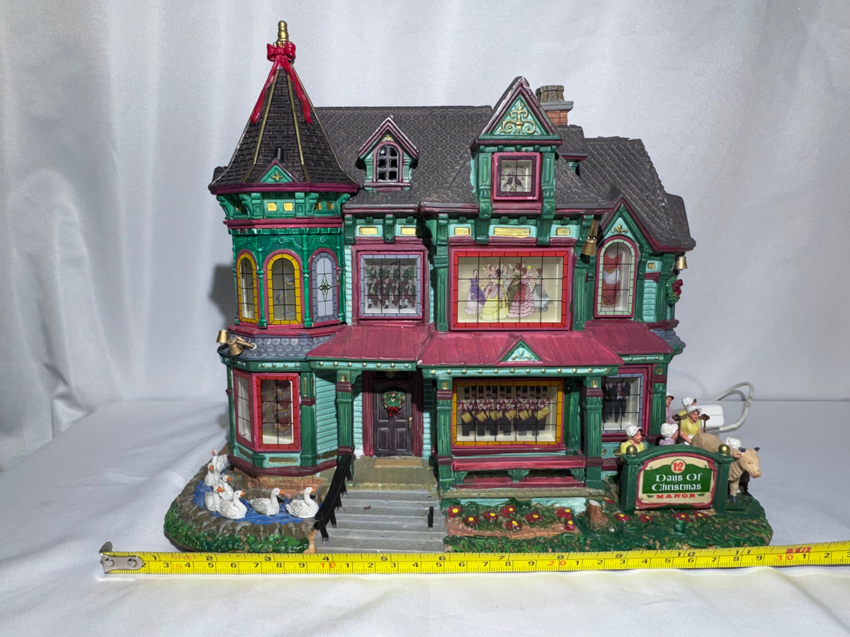 Lemax 12 Days of Christmas Manor #95869 – 2009 Sights & Sounds Collection – Retired Christmas Village -Read