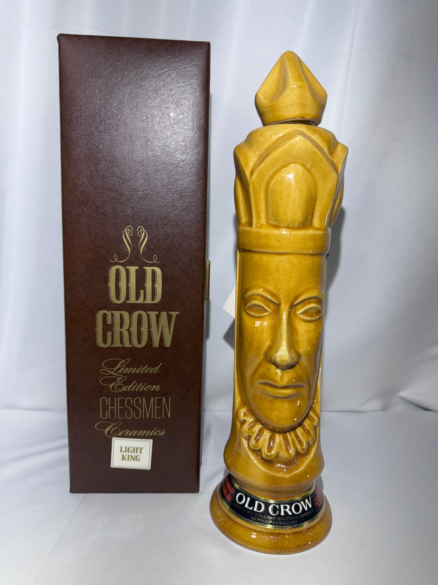 Vintage Old Crow Limited Edition Chessmen Ceramics “Light King” Bourbon Decanter – 1969