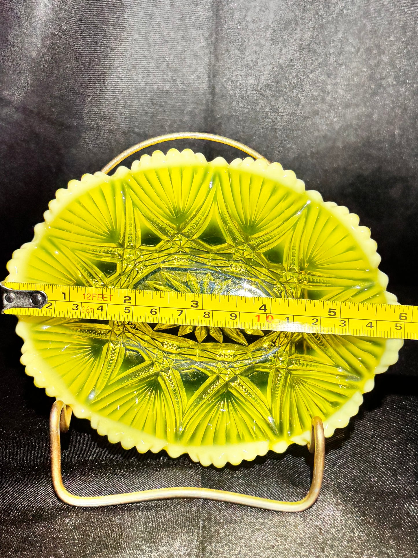 Uranium Davidson Primrose Pearline Glass 6”Bowl – EAPG