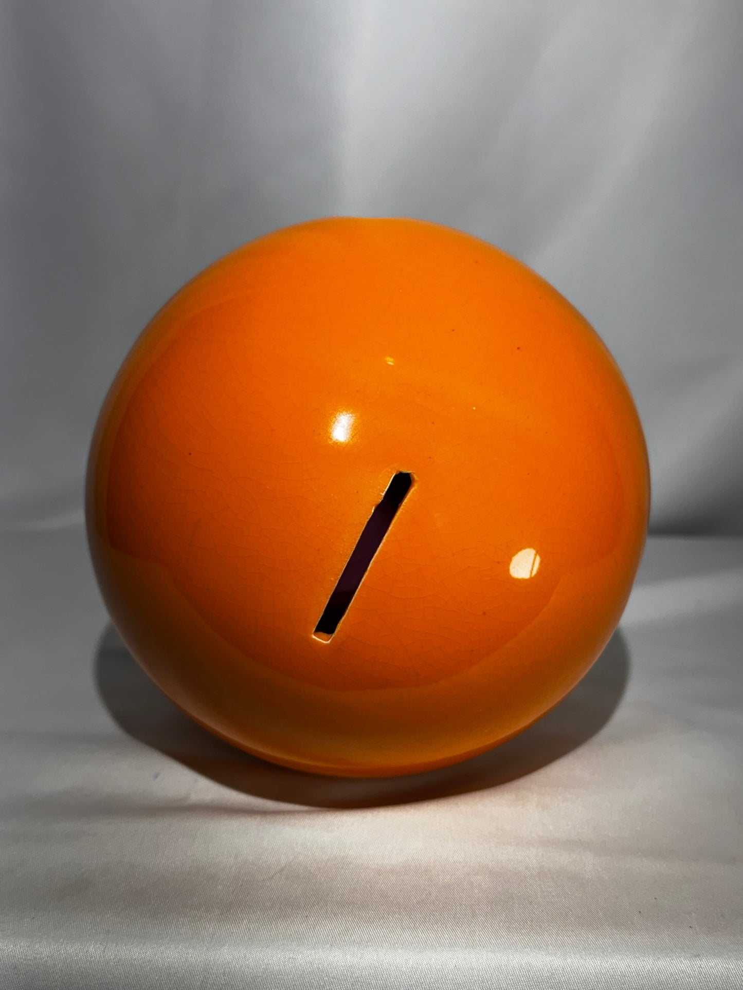 Vintage orange Smiley Face Ceramic Coin Bank