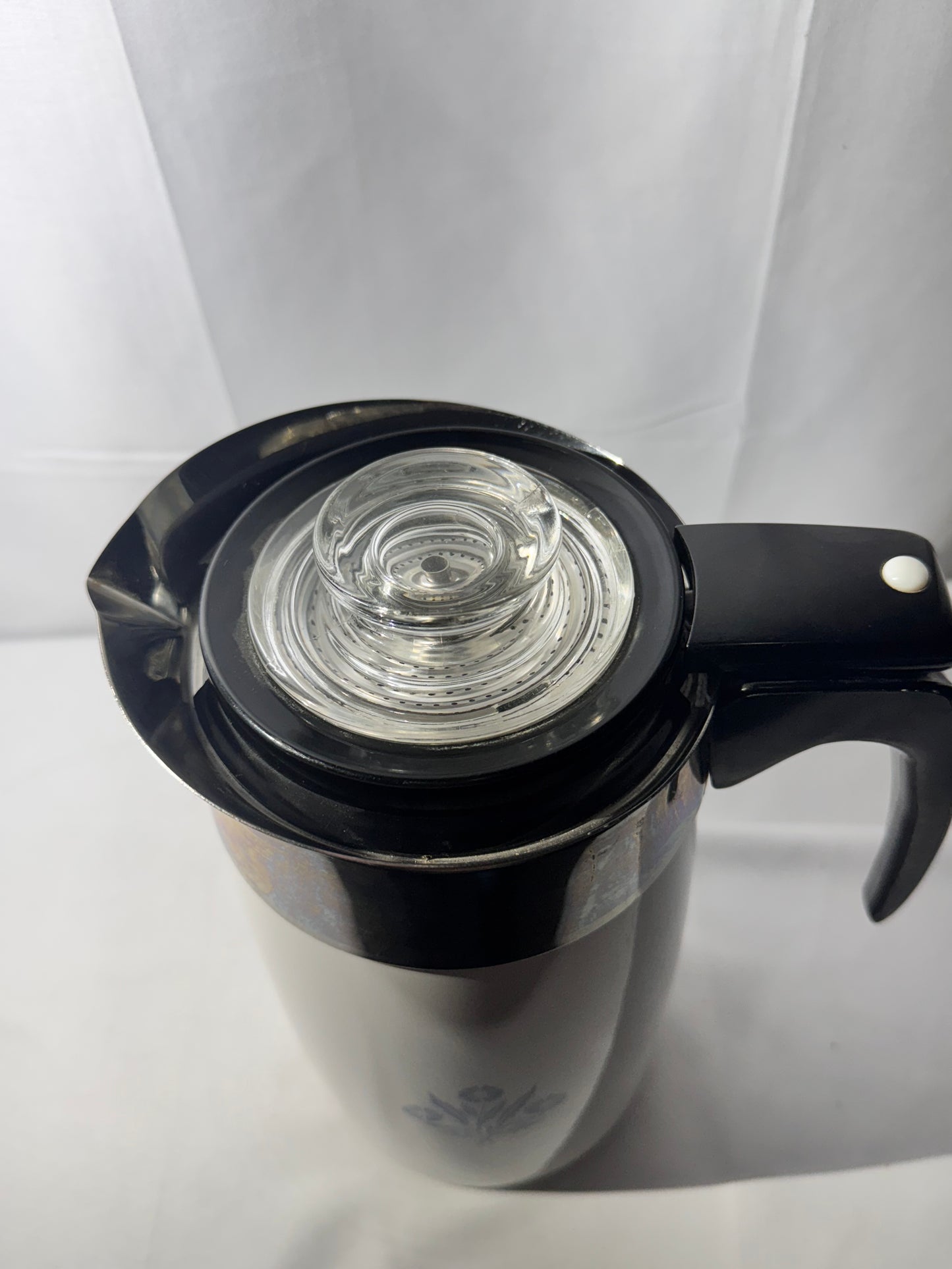 Corning Ware Blue Cornflower 10-Cup Electric Coffee Percolator – Tested & Complete