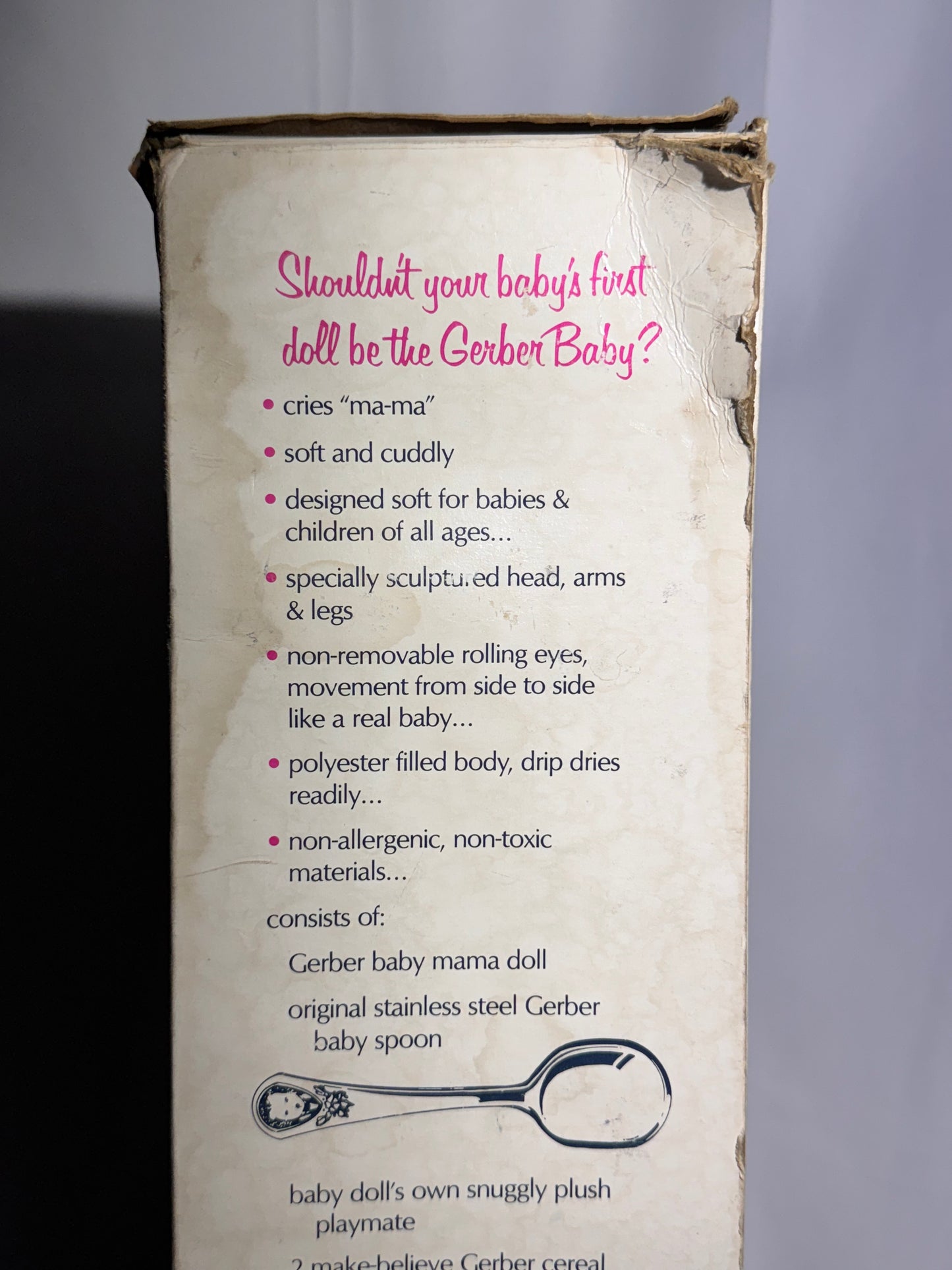 Vintage 1979 African American Gerber Baby Doll with Accessories – Original Box – Cries “Ma-Ma” – 17” Complete Set