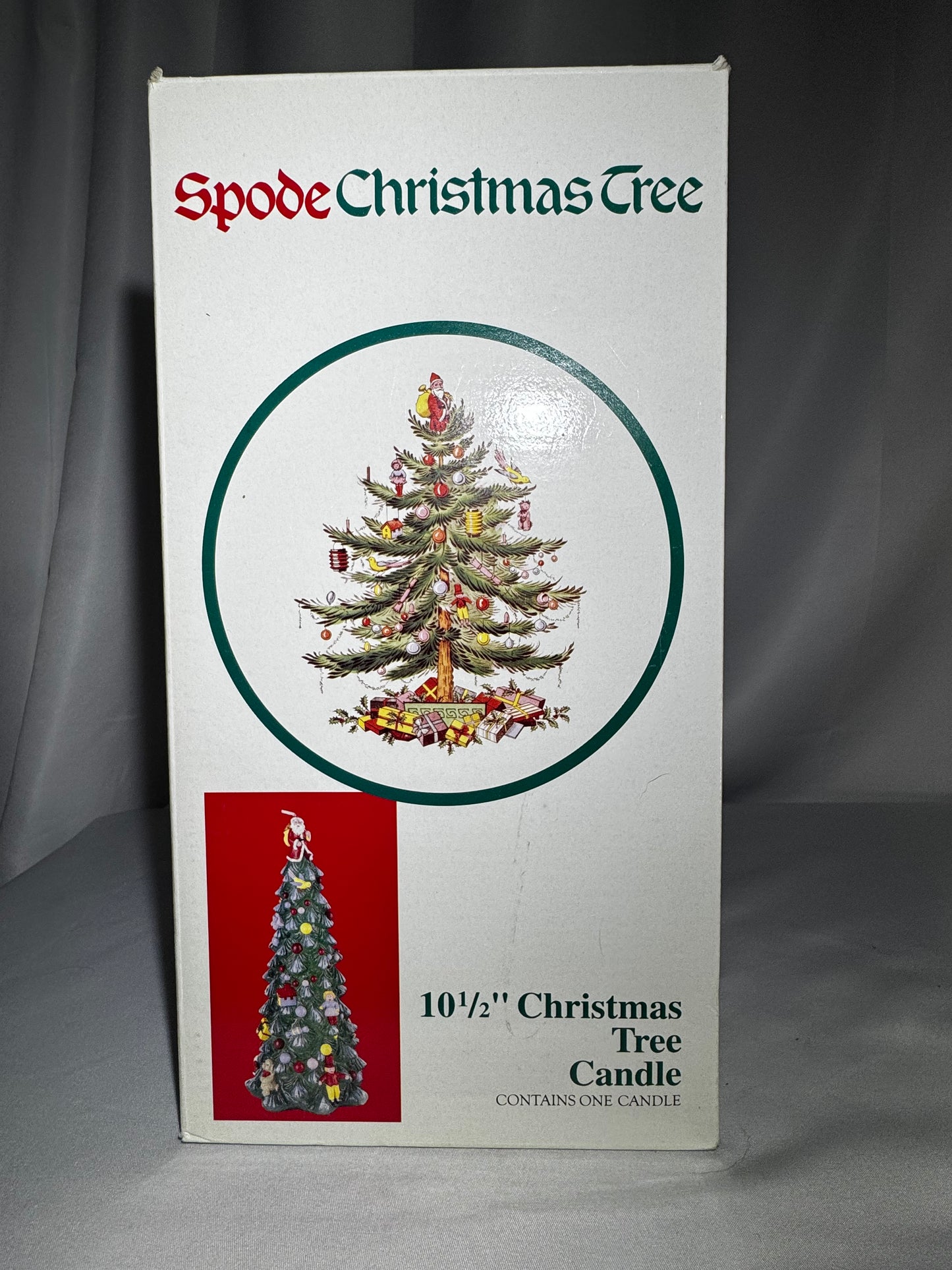 Spode Christmas Tree 10.5” Holiday Tree Candle Santa Topper w/ Original Box Decor