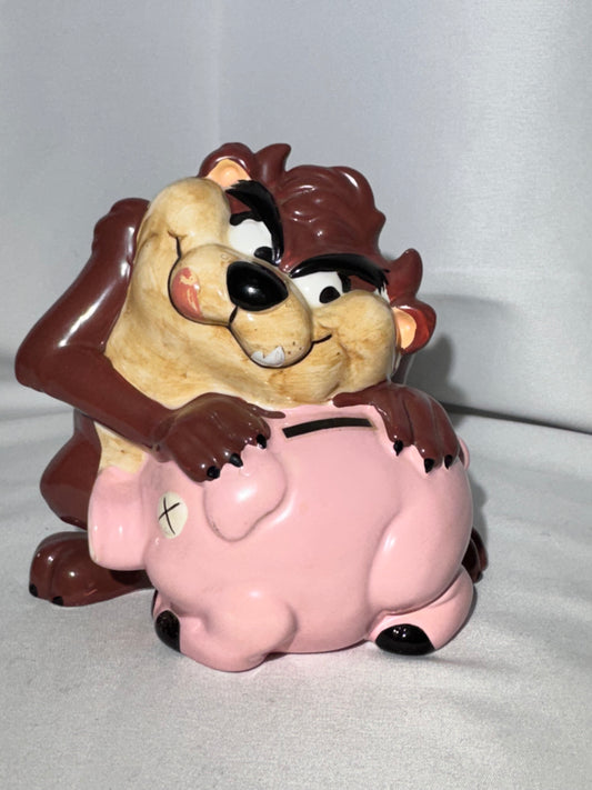 Vintage 1989 Taz Piggy Bank – The Good Company – Ceramic – Original Stopper