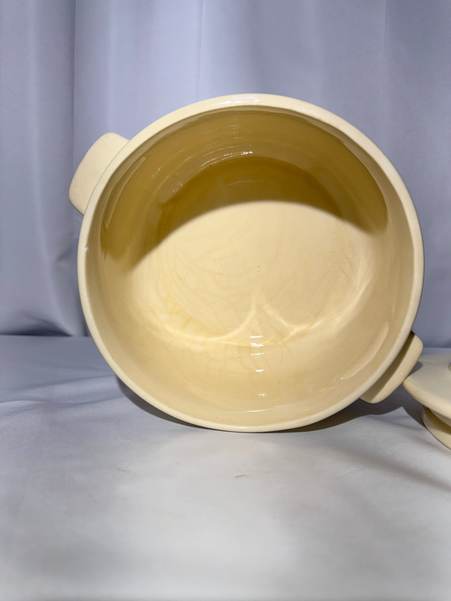 Vintage Nelson McCoy Pottery Stonecraft Covered Casserole Dish – Pink & Blue Stripes – USA-120