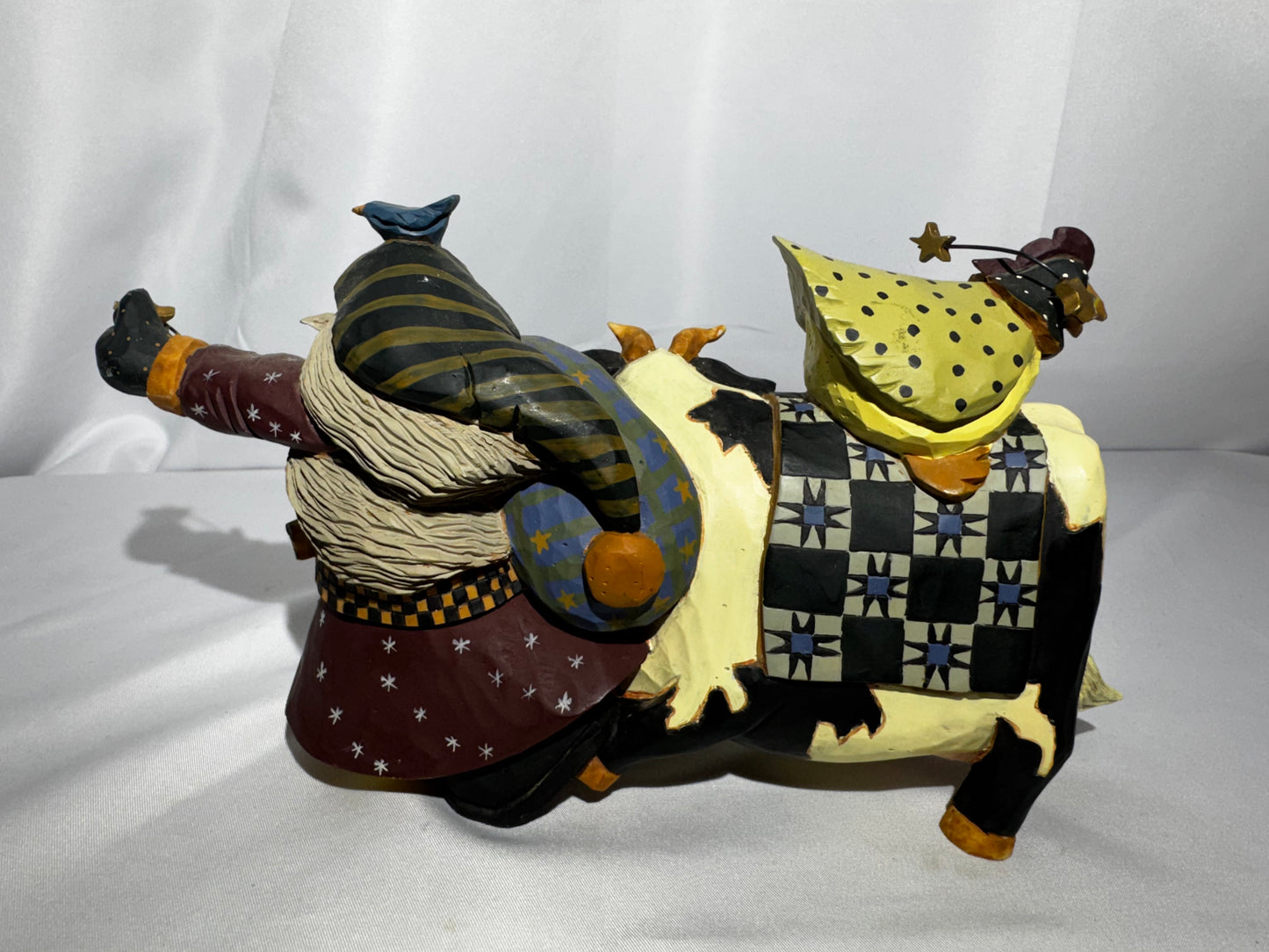 Williraye Studio Starlight Christmas WW2272 Santa Riding Cow Folk Art Figurine