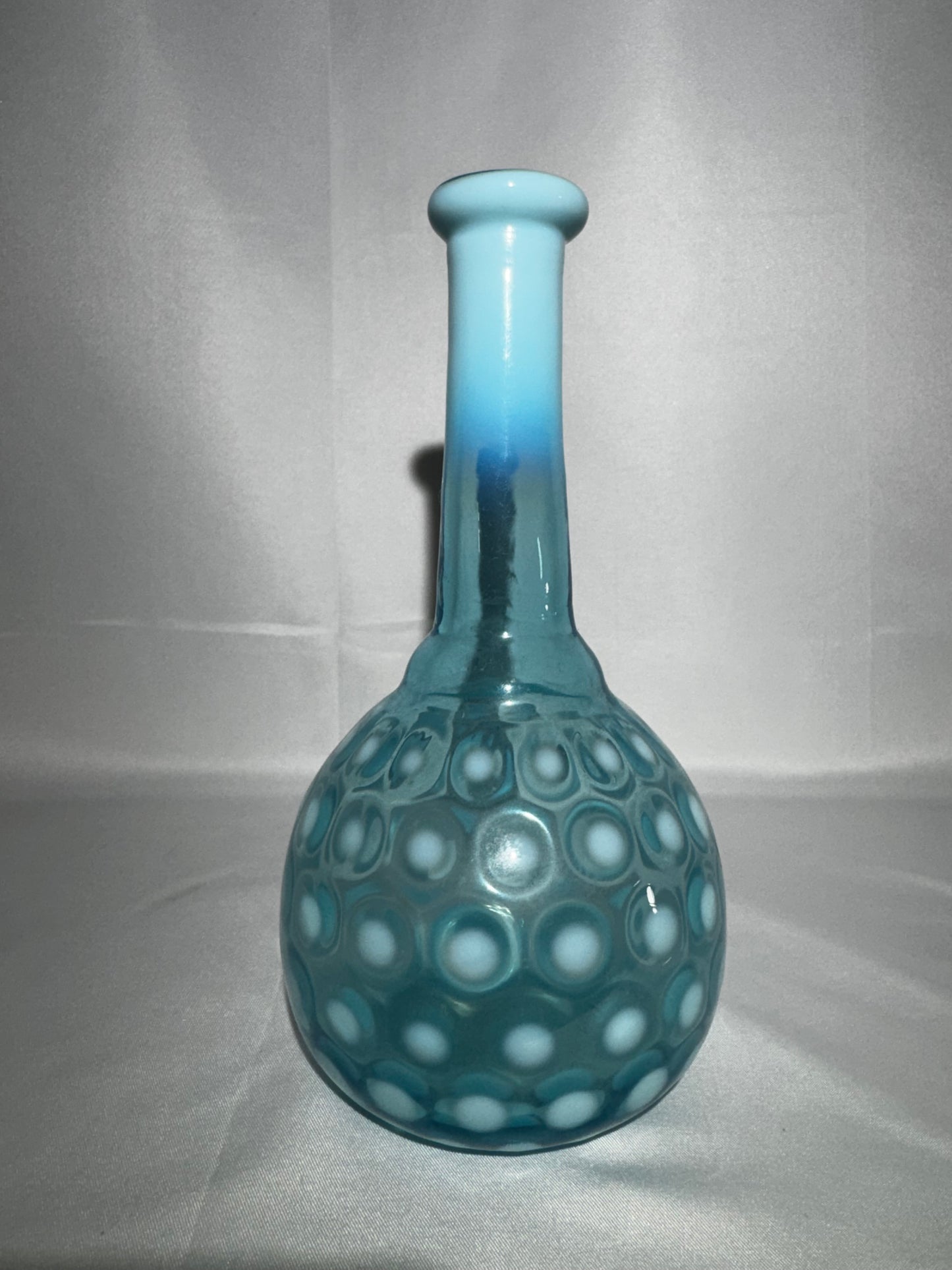 Antique Blue Opalescent Coin Spot Barber Bottle EAPG Glass 7.5”