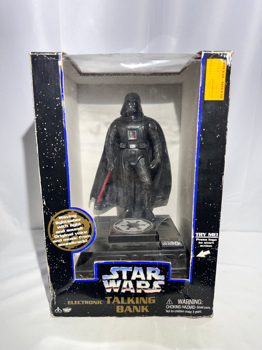 Vintage 1996 Star Wars Darth Vader Electronic Talking Bank – Thinkway Toys – in original Box