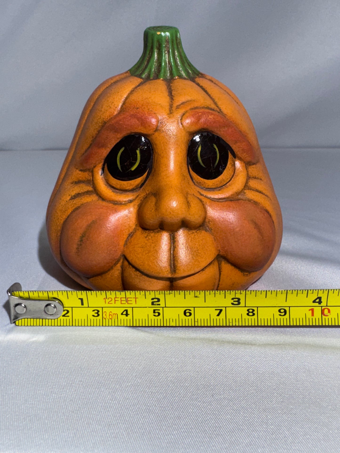 Vintage Hand-Painted Ceramic Pumpkin Figurine – Baby Face – 1999