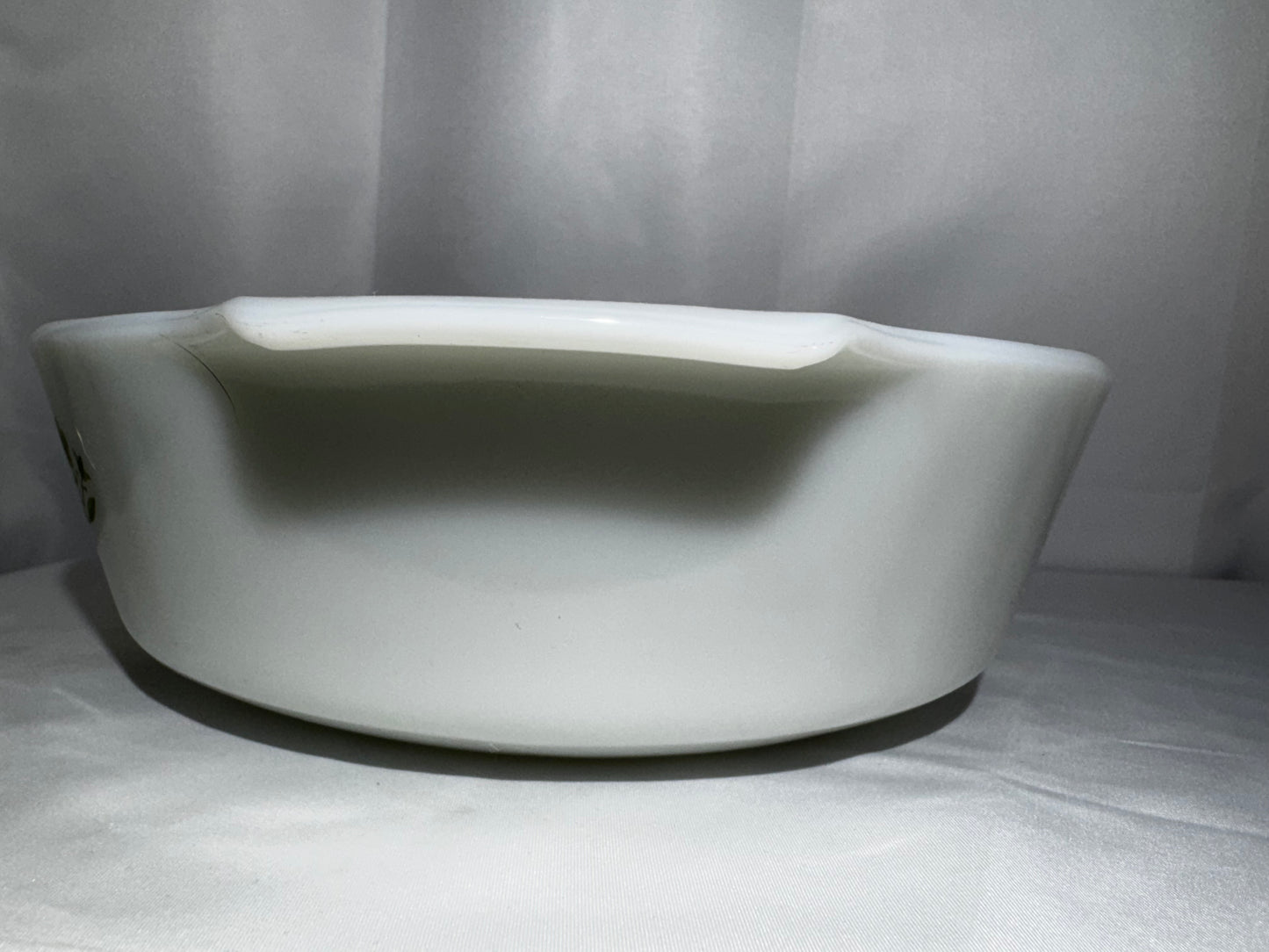 Vintage Anchor Hocking Fire-King Green Meadow 2 Qt Casserole Dish #438 Milk Glass