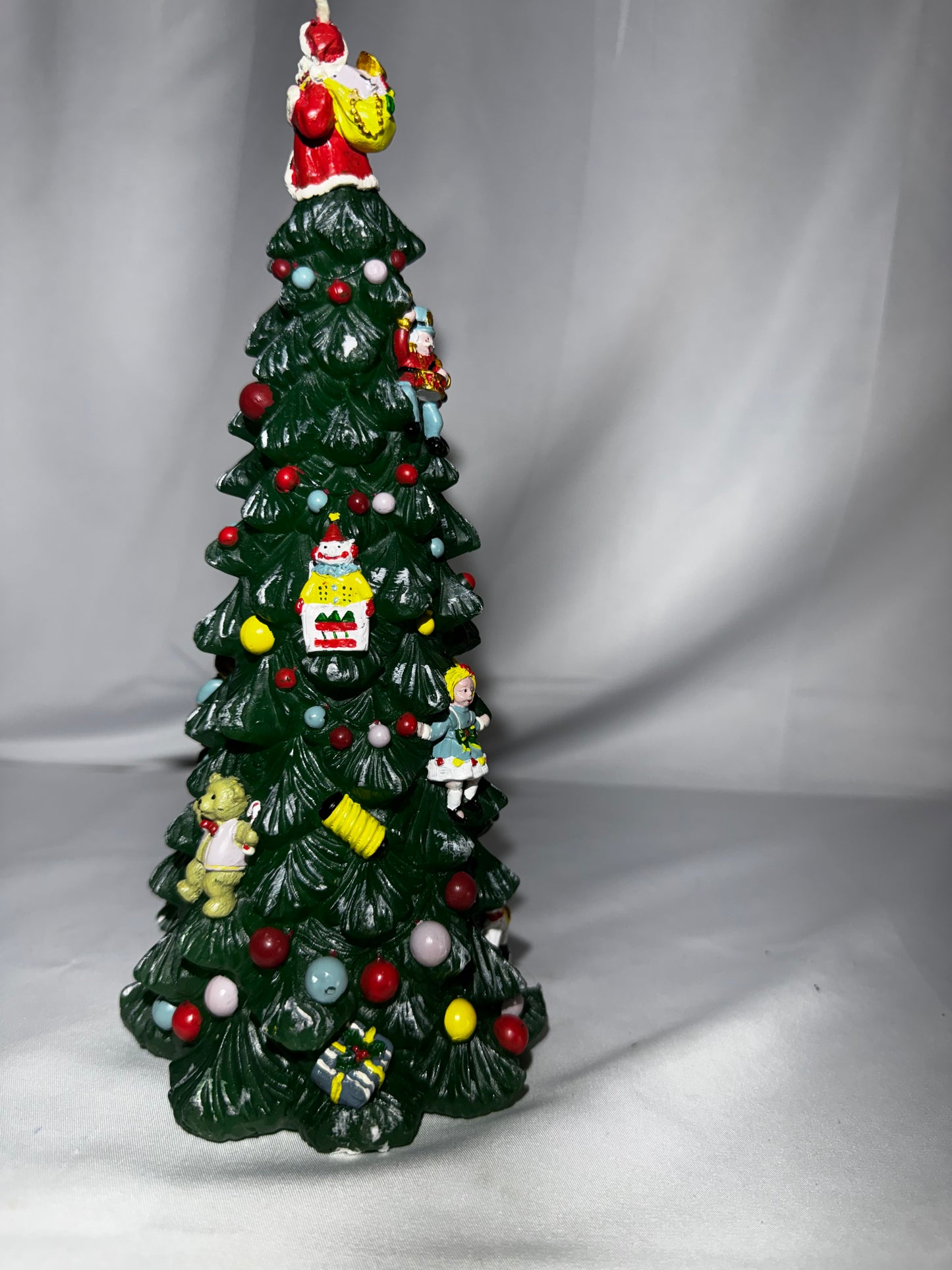Spode Christmas Tree 10.5” Holiday Tree Candle Santa Topper w/ Original Box Decor