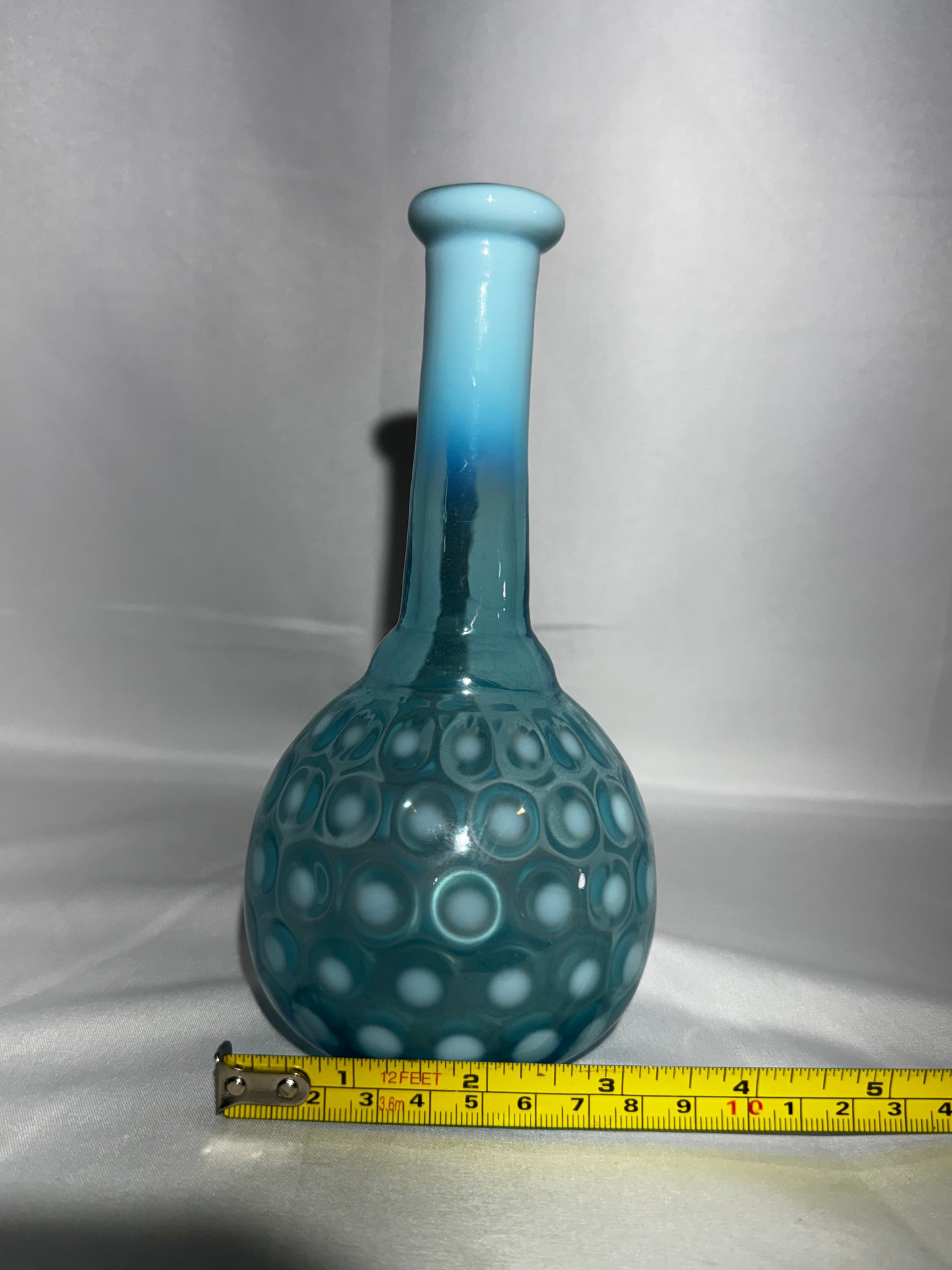 Antique Blue Opalescent Coin Spot Barber Bottle EAPG Glass 7.5”