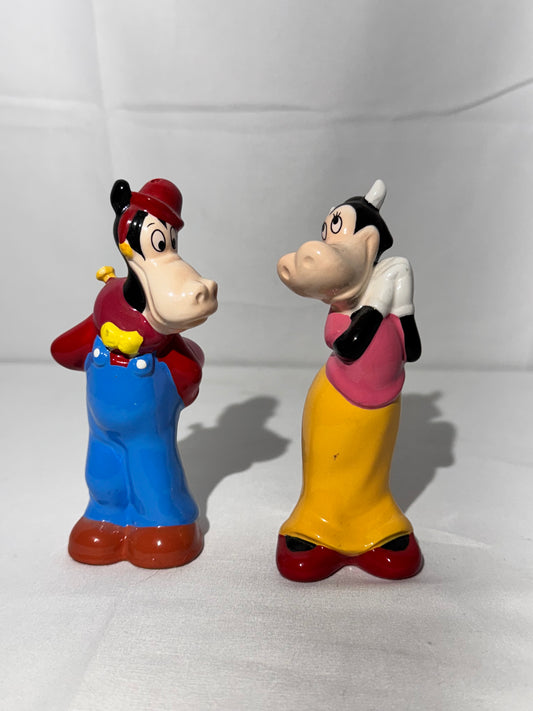vintage Disney Horace Horsecollar & Clarabelle Cow Salt and Pepper Shakers