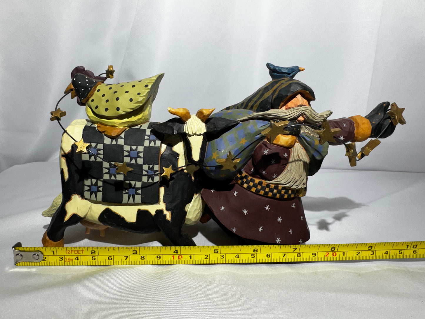Williraye Studio Starlight Christmas WW2272 Santa Riding Cow Folk Art Figurine