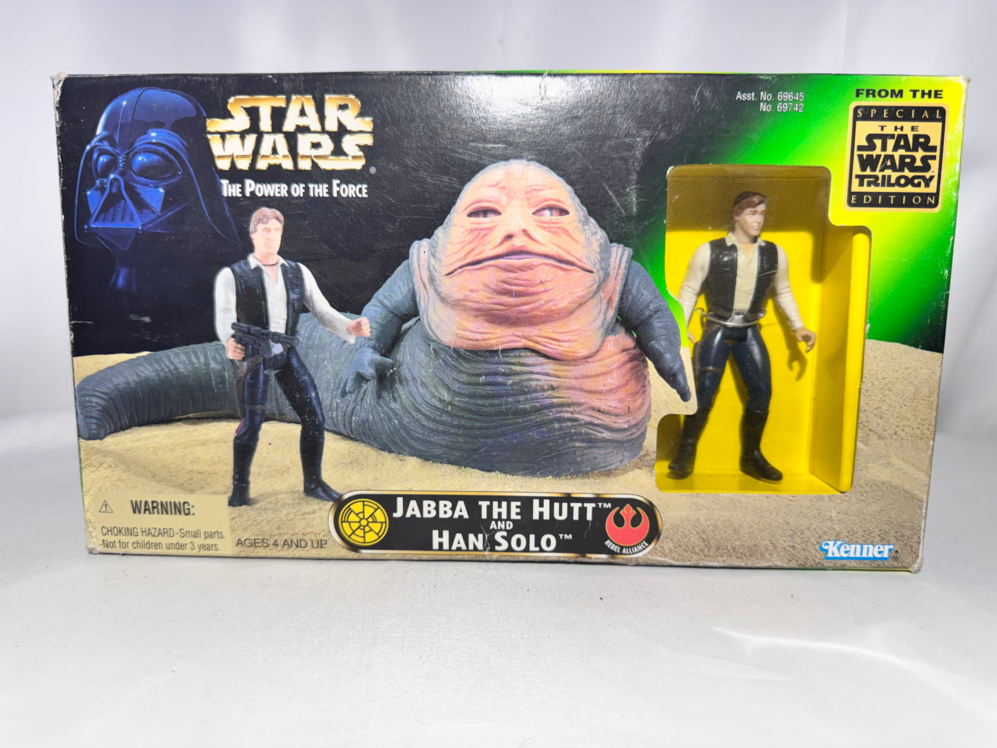 Vintage 1997 Kenner Star Wars: The Power of the Force – Jabba the Hutt & Han Solo Action Figure Set