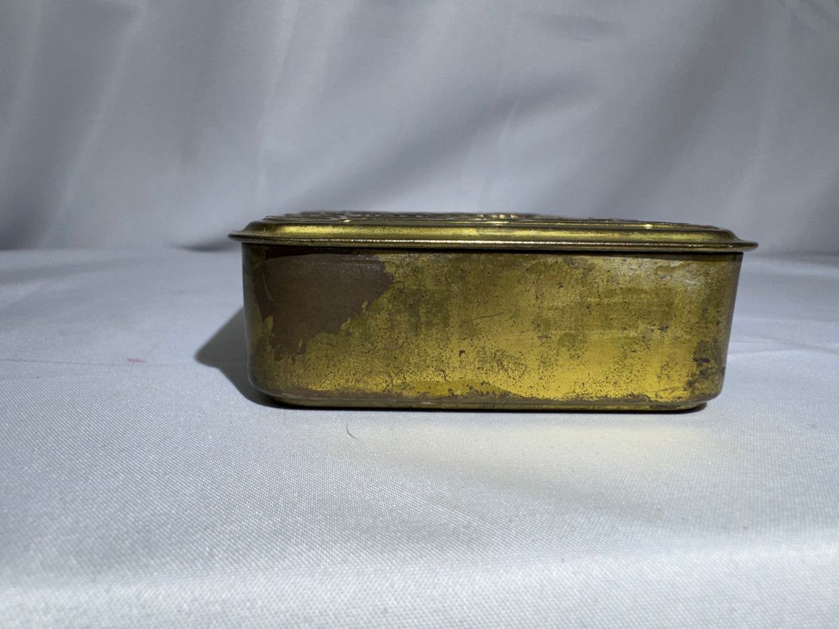 Original WWI 1914 Princess Mary Christmas Gift Tin – Embossed Brass – British Empire- empty