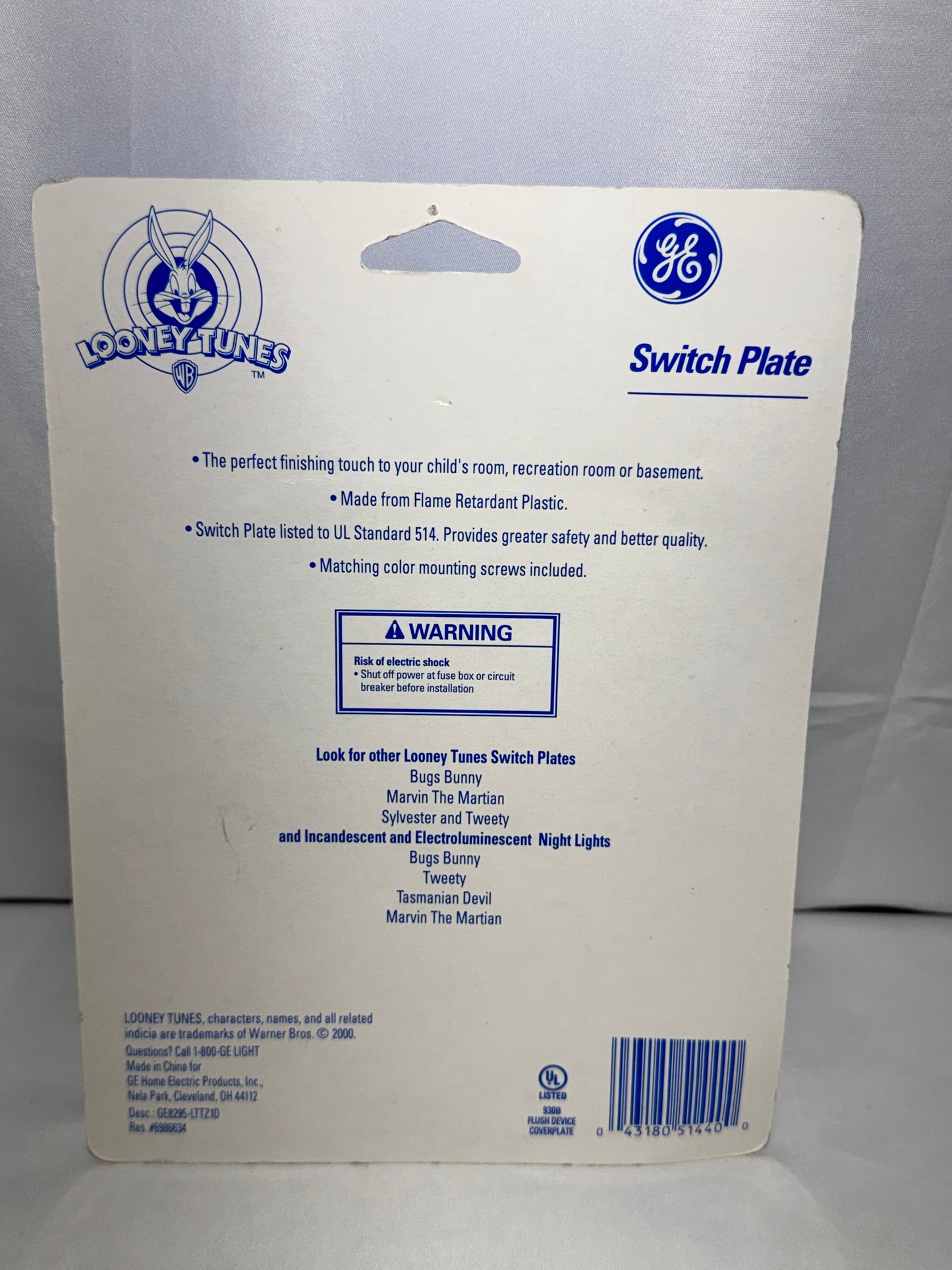 Looney Tunes -Taz-Tasmanian Devil Light switch plate Warner Brothers 2000