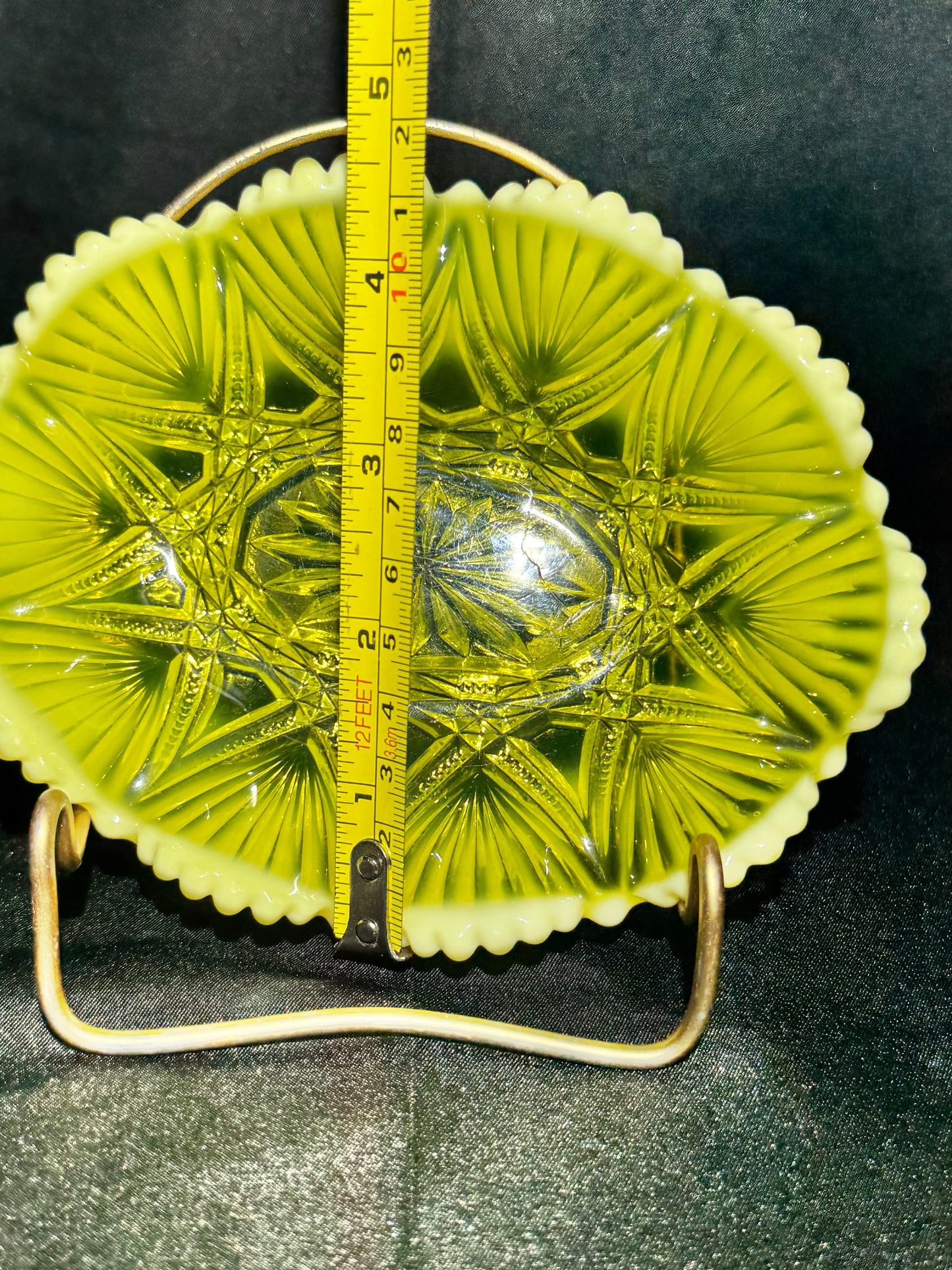 Uranium Davidson Primrose Pearline Glass 6”Bowl – EAPG