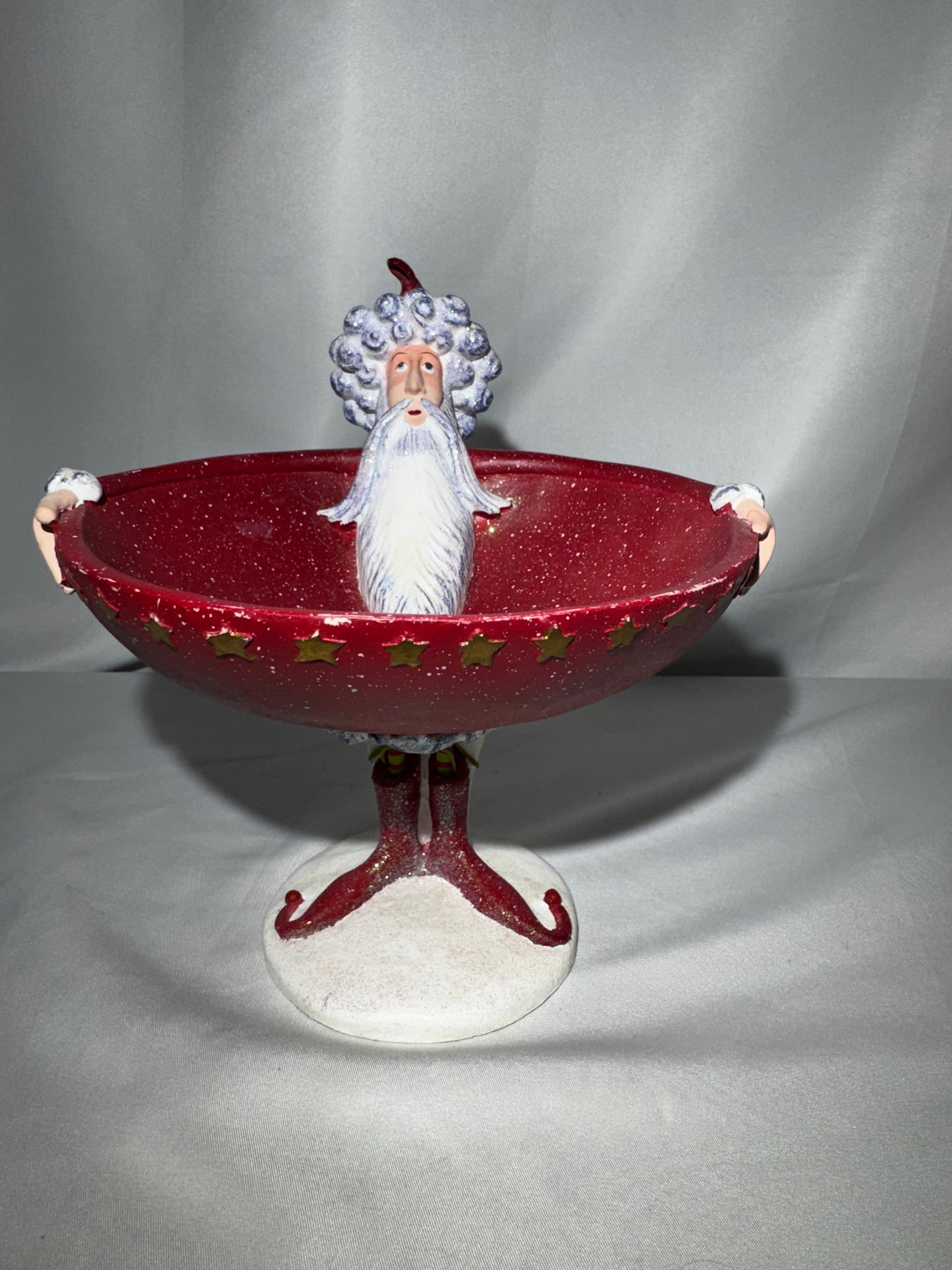 Department 56 Patience Brewster Krinkles Santa Candy Bowl 8” Whimsical Christmas
